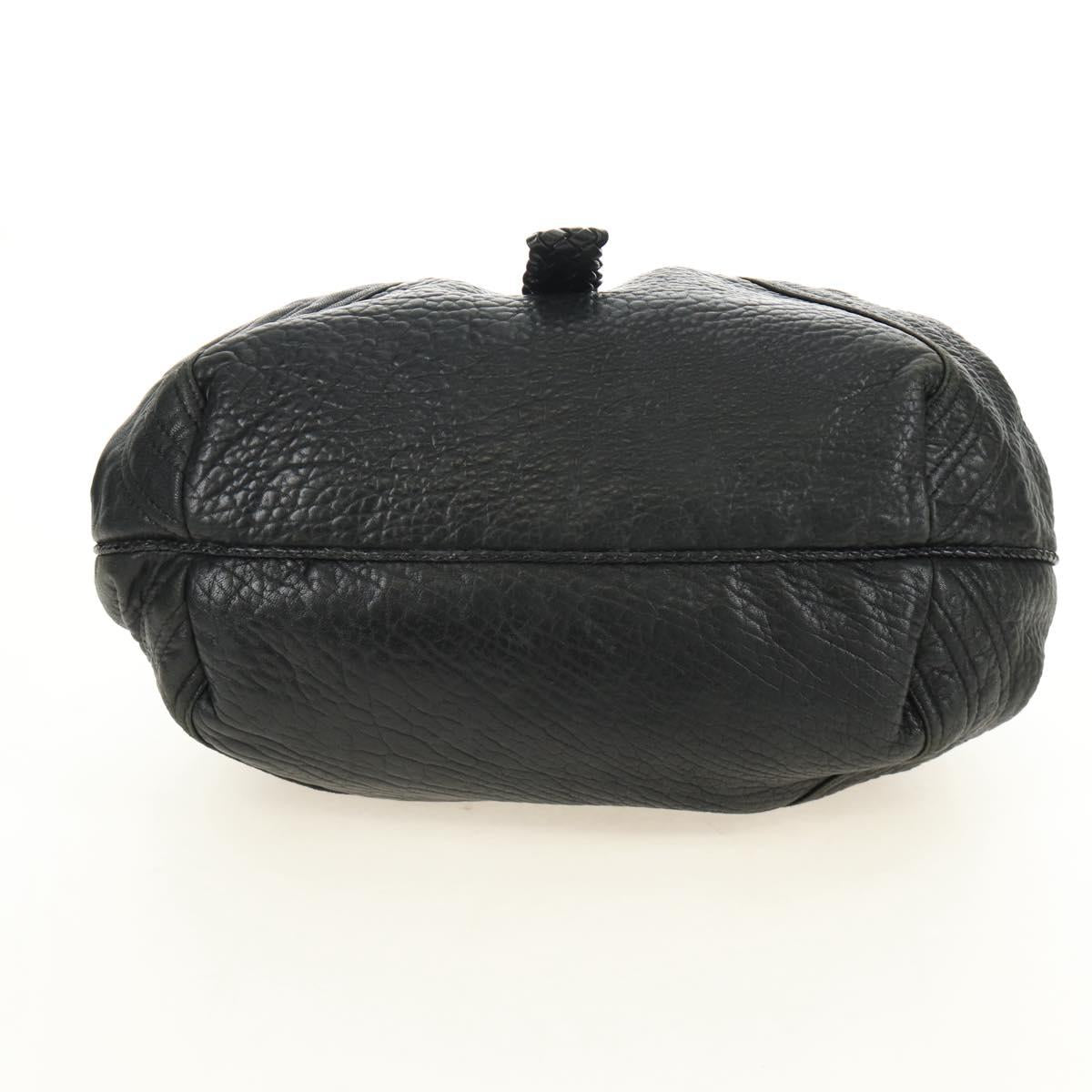 FENDI Spy bag Hand Bag Leather Black Gold Auth 182093V