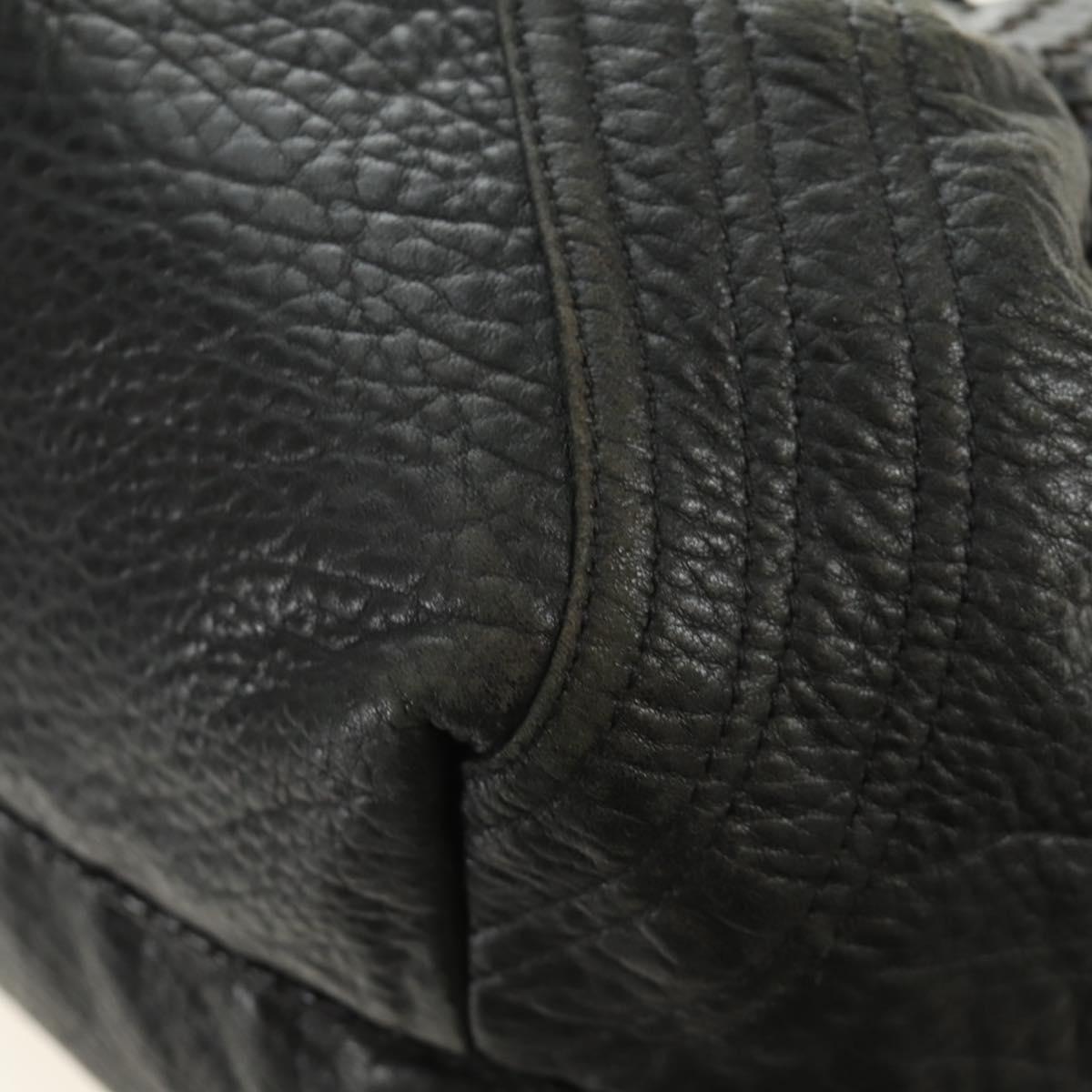 FENDI Spy bag Hand Bag Leather Black Gold Auth 182093V