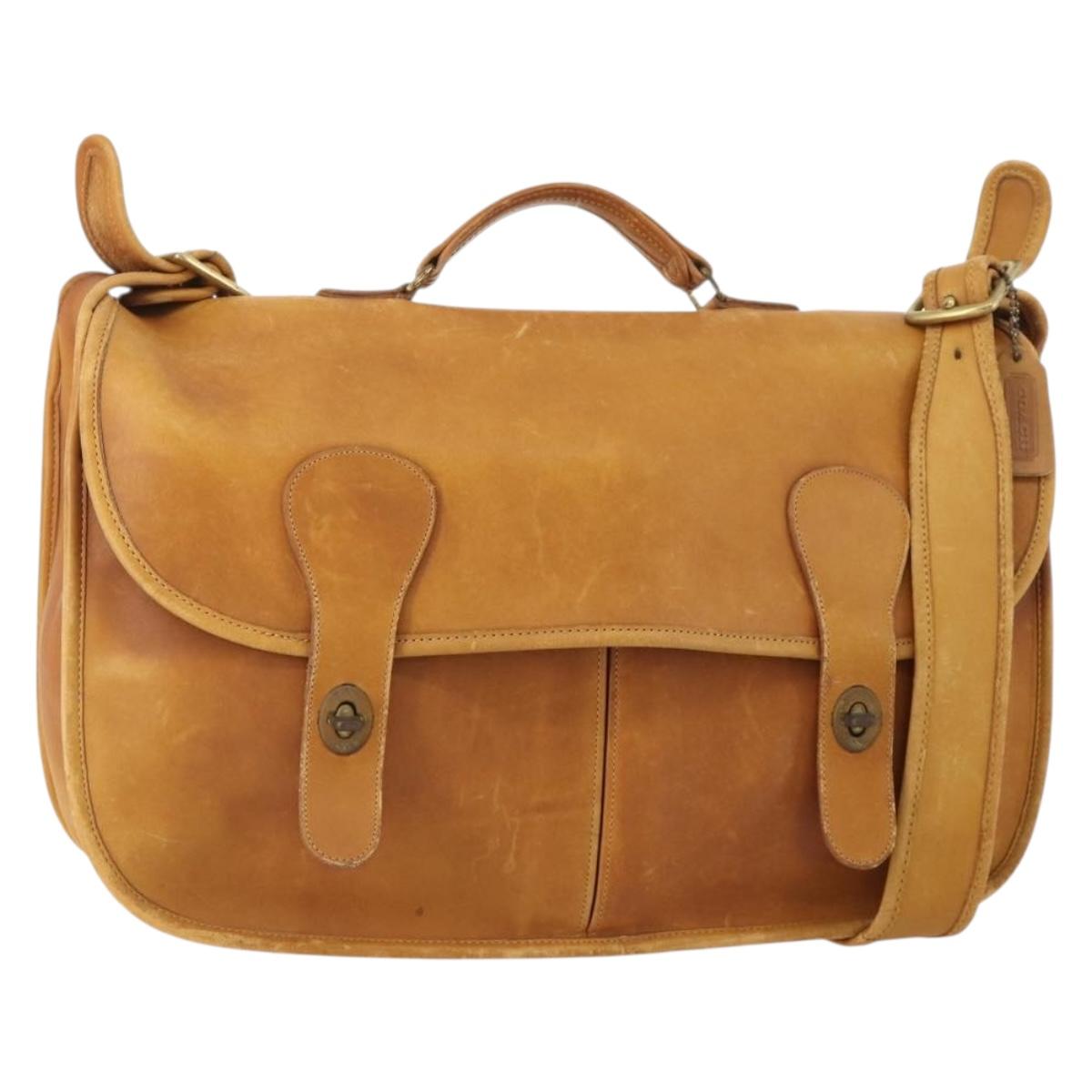 Coach Shoulder Bag Leather 2way Beige Auth 182094