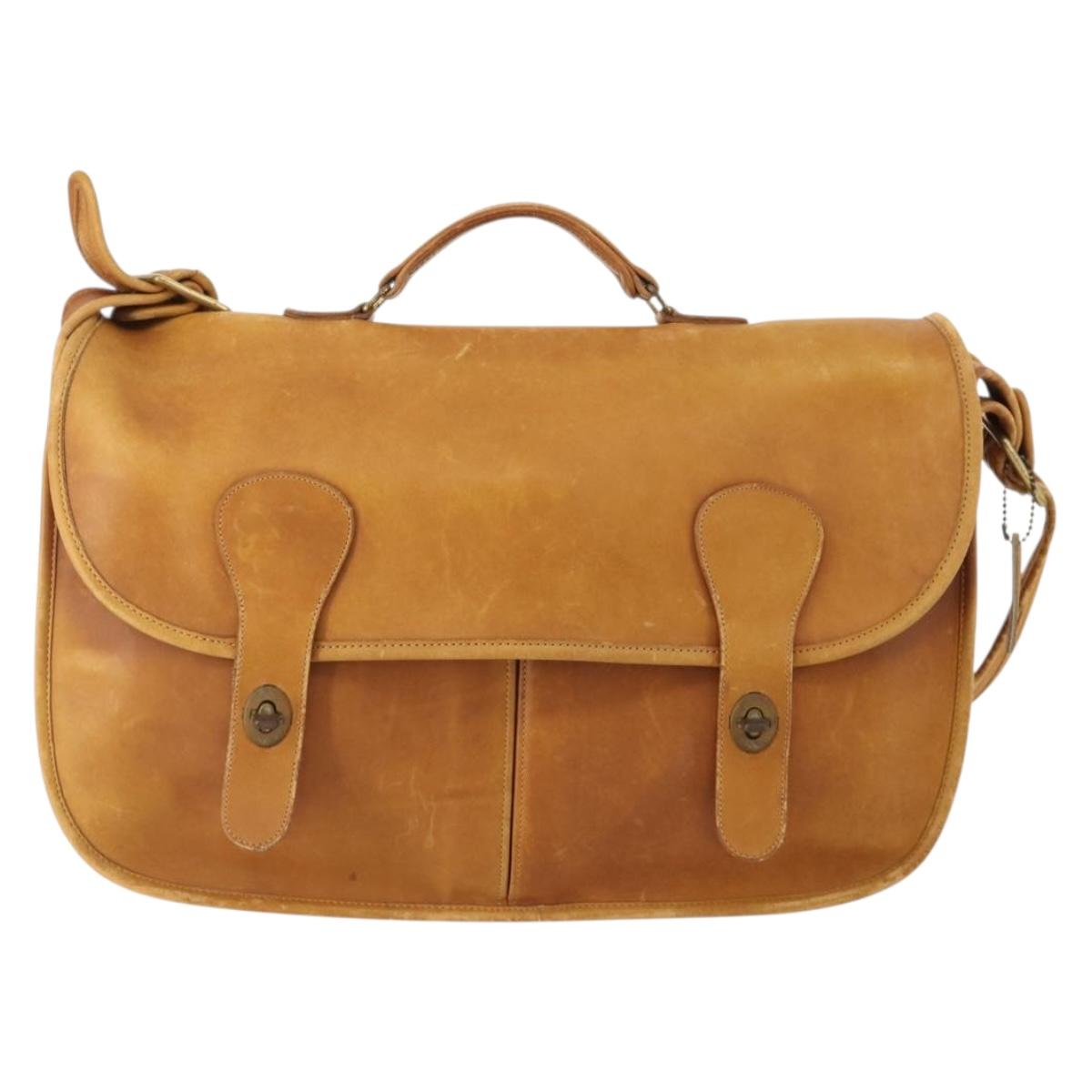 Coach Shoulder Bag Leather 2way Beige Auth 182094