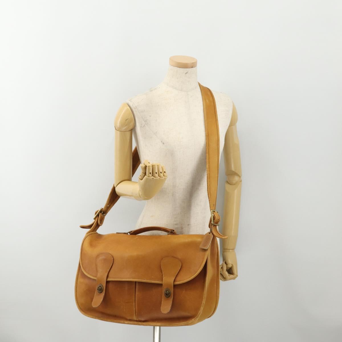 Coach Shoulder Bag Leather 2way Beige Auth 182094