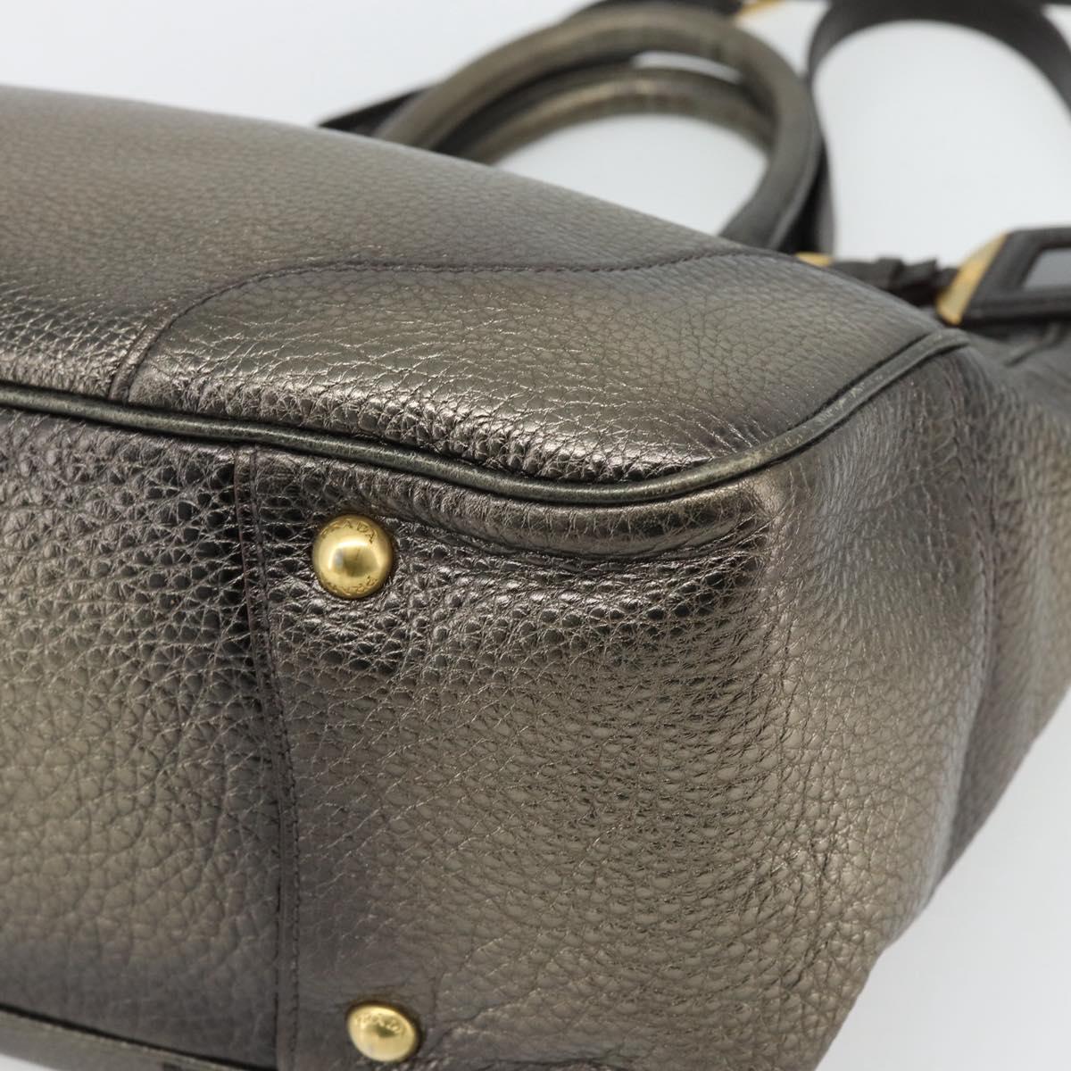 PRADA Tote Bag Leather 2way Gold Auth 182095