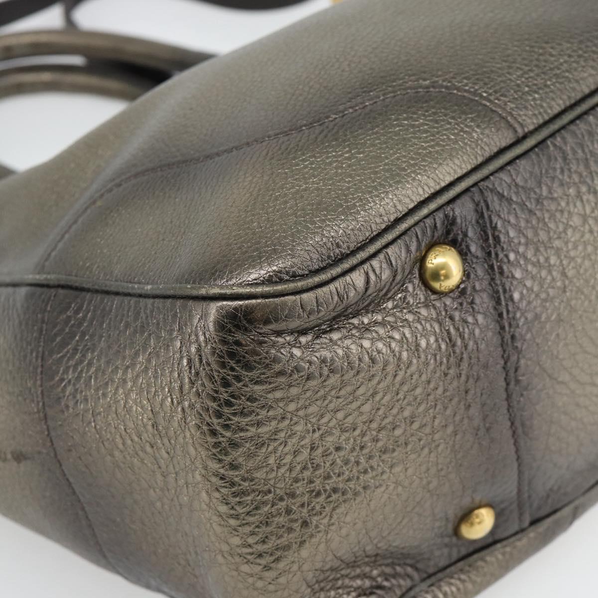 PRADA Tote Bag Leather 2way Gold Auth 182095