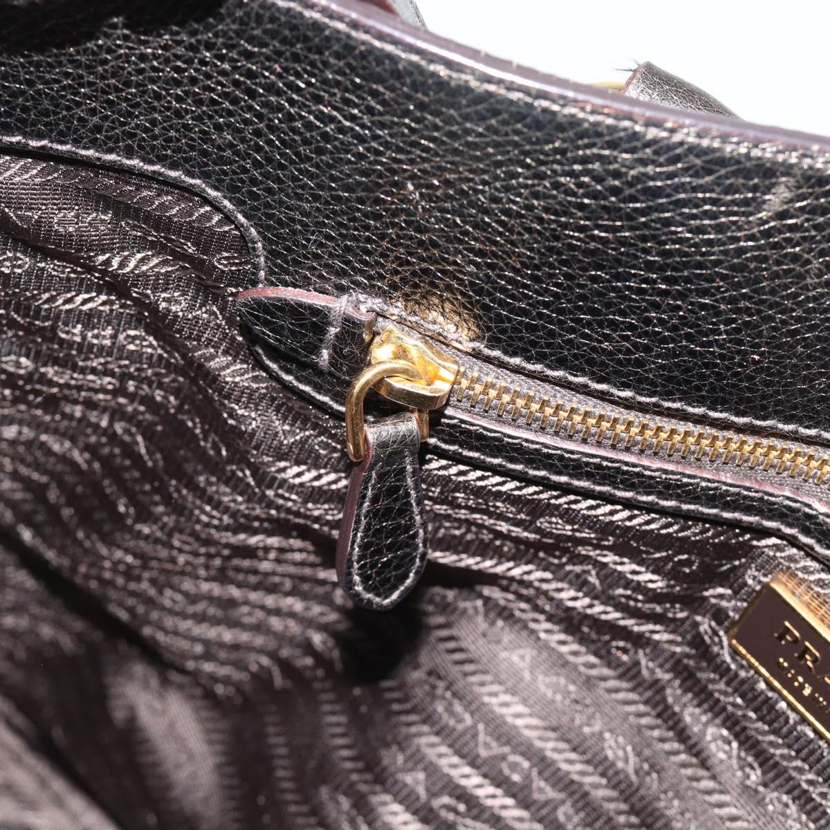 PRADA Tote Bag Leather 2way Gold Auth 182095