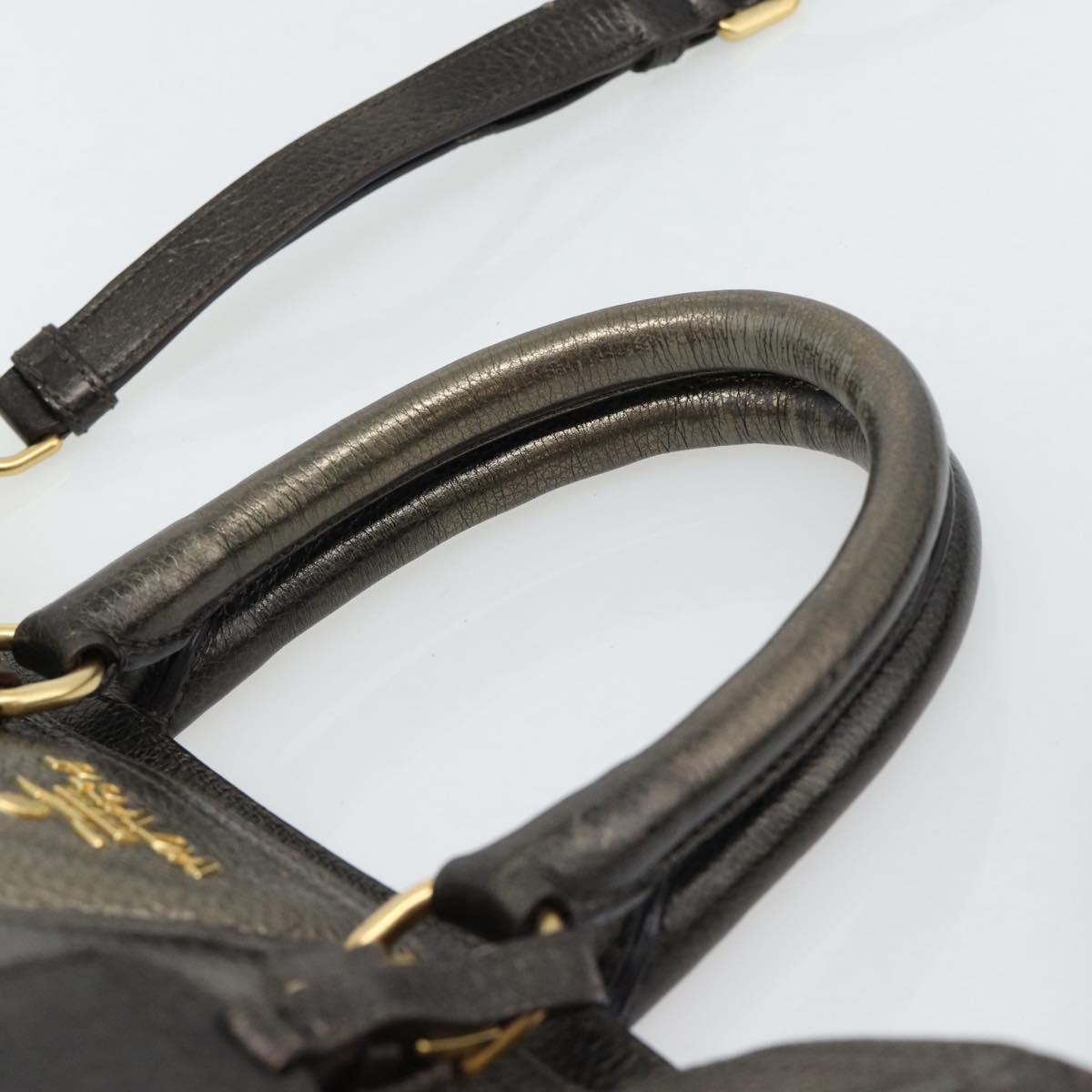 PRADA Tote Bag Leather 2way Gold Auth 182095