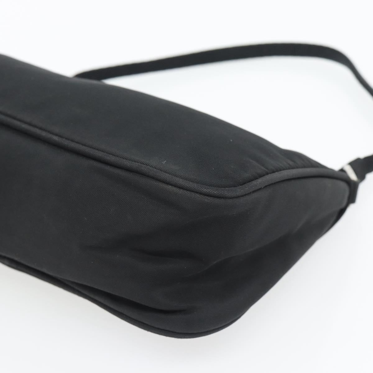 PRADA Hand Pouch Bag Nylon Black Silver Auth 182100