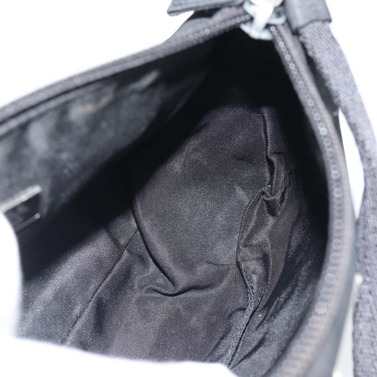 PRADA Hand Pouch Bag Nylon Black Silver Auth 182100