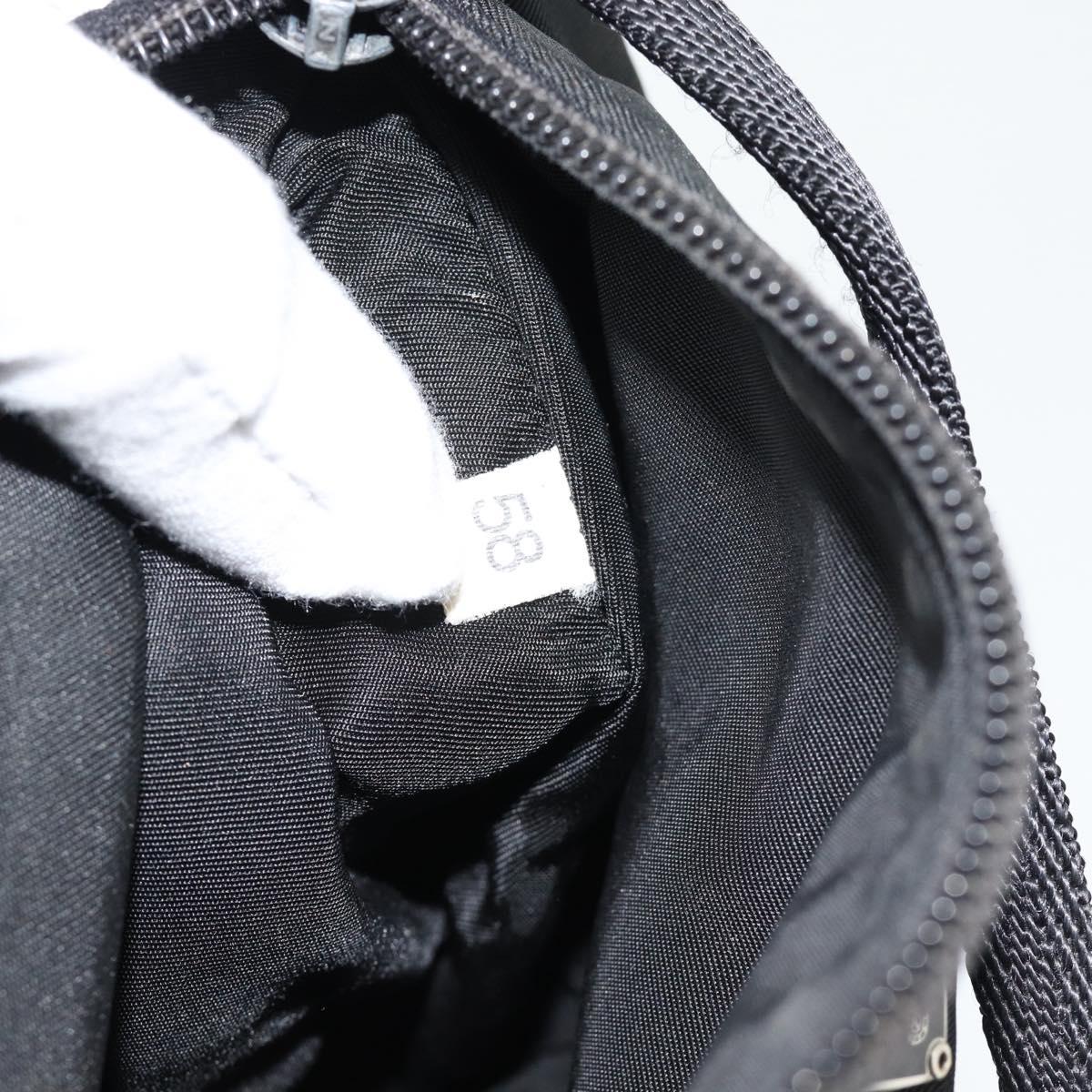PRADA Hand Pouch Bag Nylon Black Silver Auth 182100