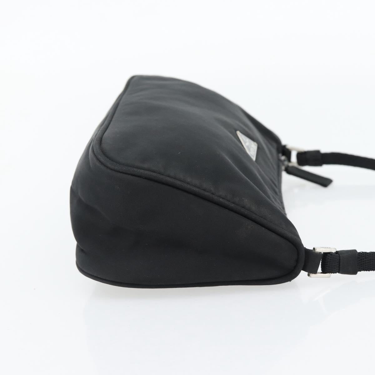 PRADA Hand Pouch Bag Nylon Black Silver Auth 182100
