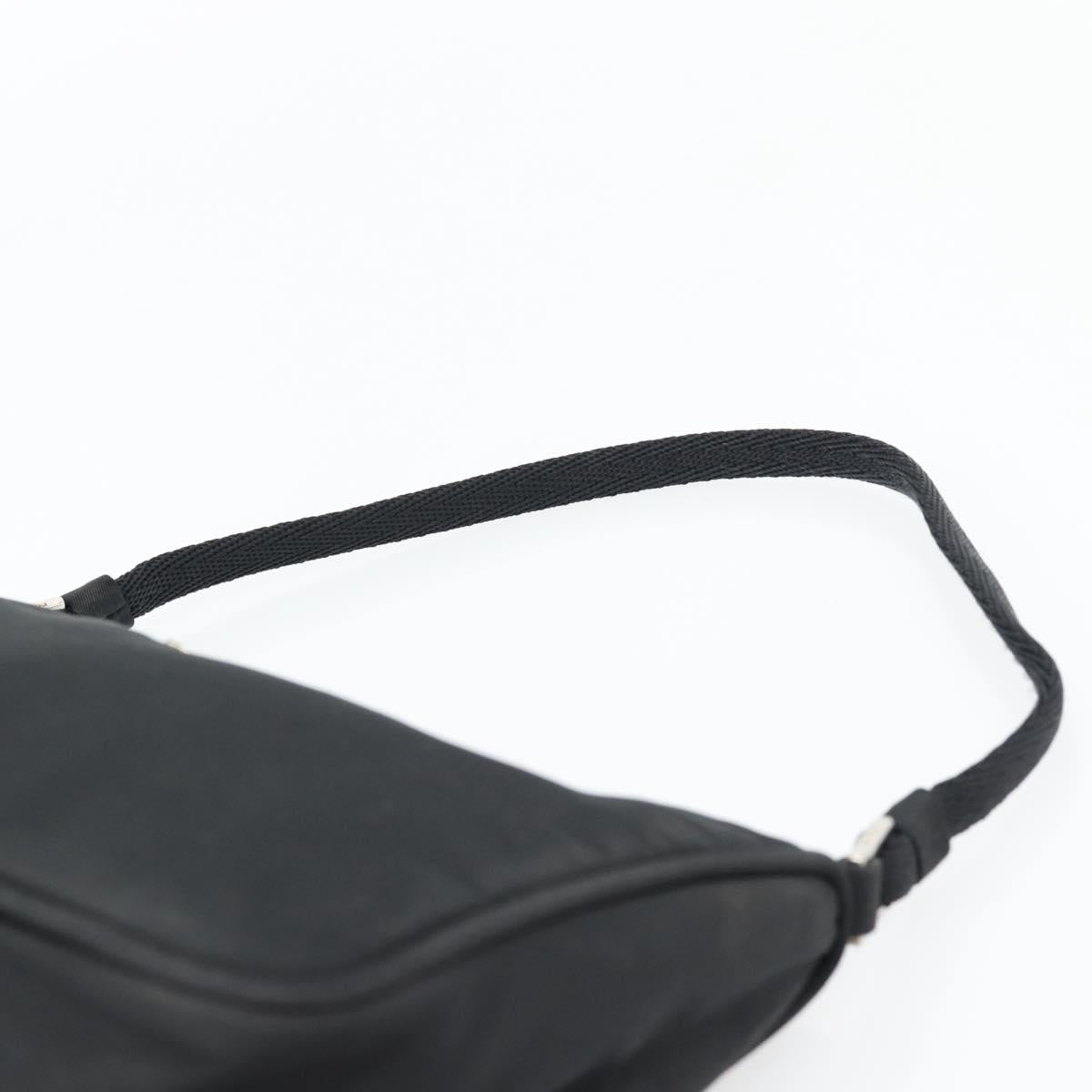 PRADA Hand Pouch Bag Nylon Black Silver Auth 182100