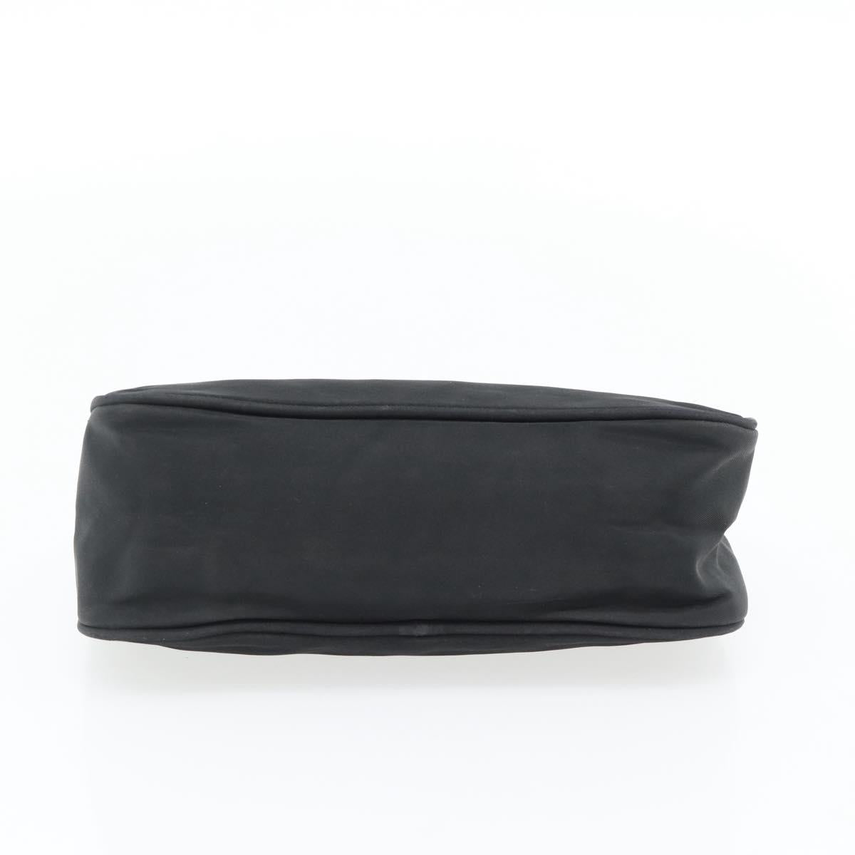 PRADA Hand Pouch Bag Nylon Black Silver Auth 182100