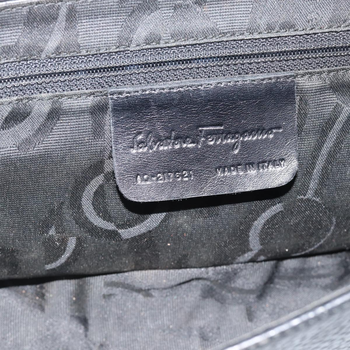 Salvatore Ferragamo Gancini Shoulder Bag Leather Black Silver Auth 182102A