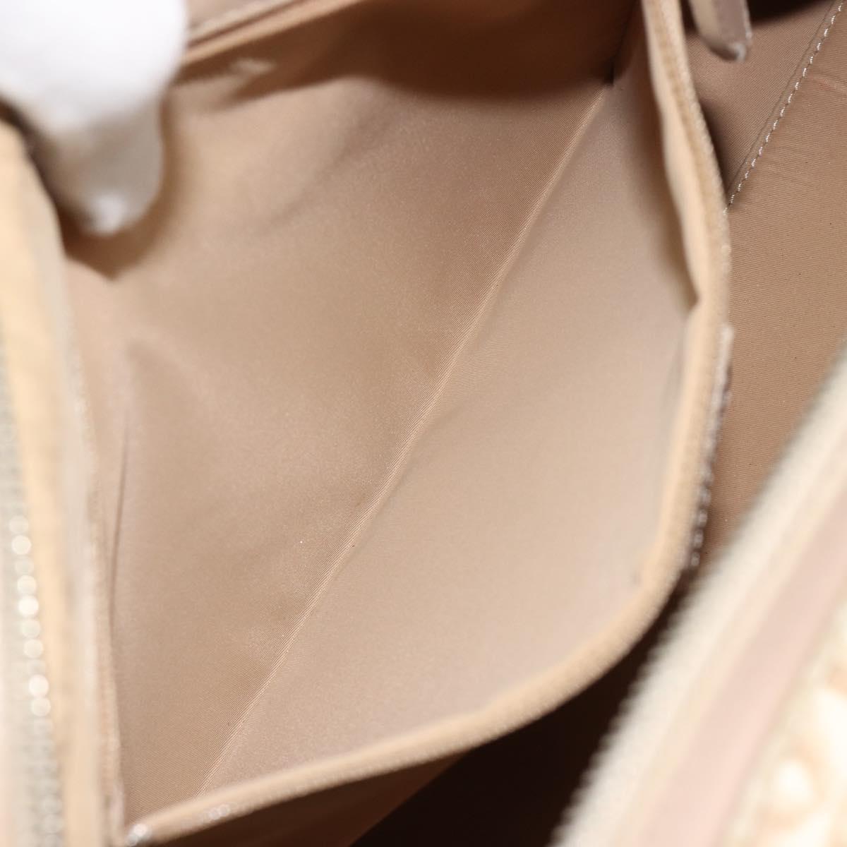 Christian Dior Trotter Canvas Romantic Hand Bag PVC Beige Silver Auth 182103