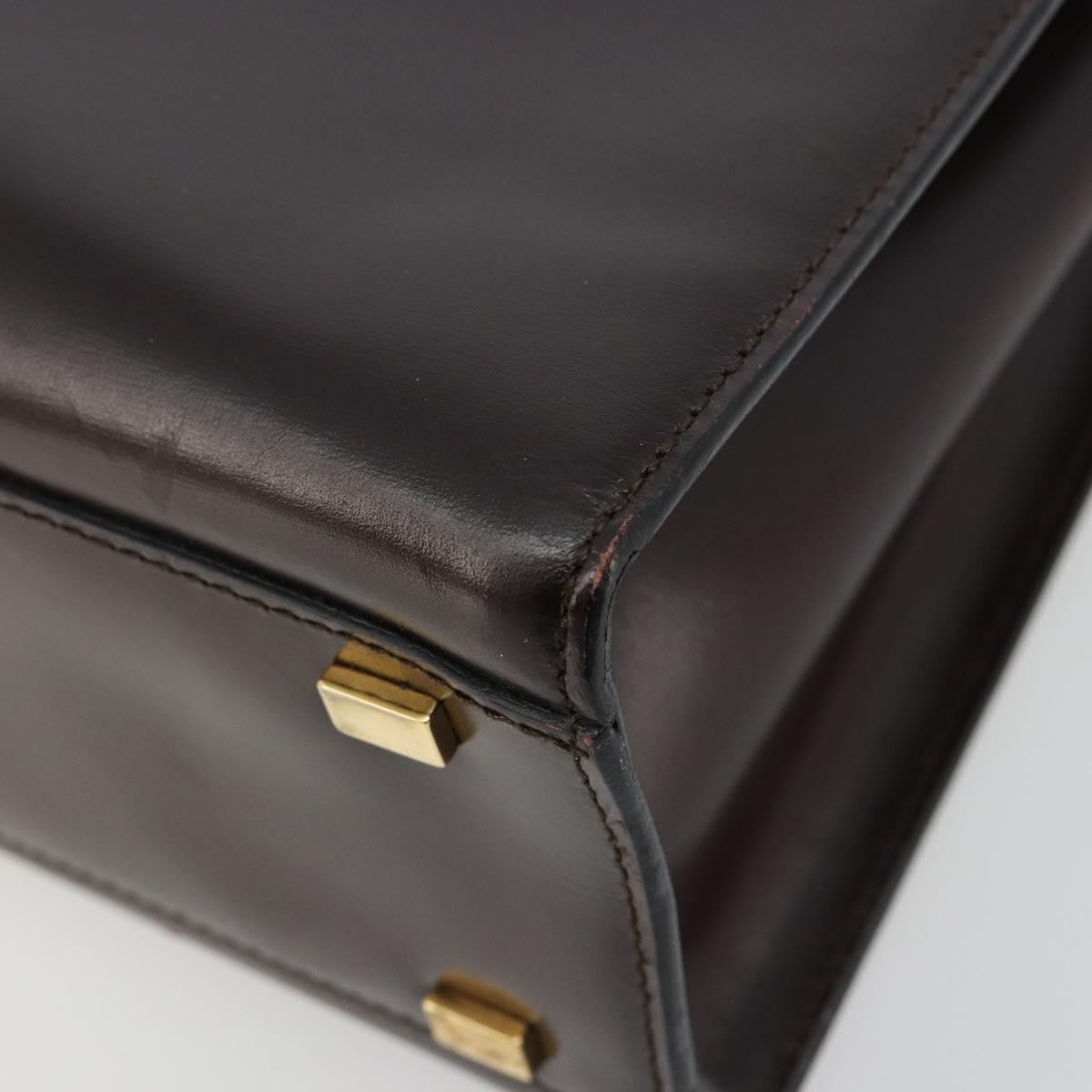 CELINE Hand Bag Leather Brown Gold Auth 182104