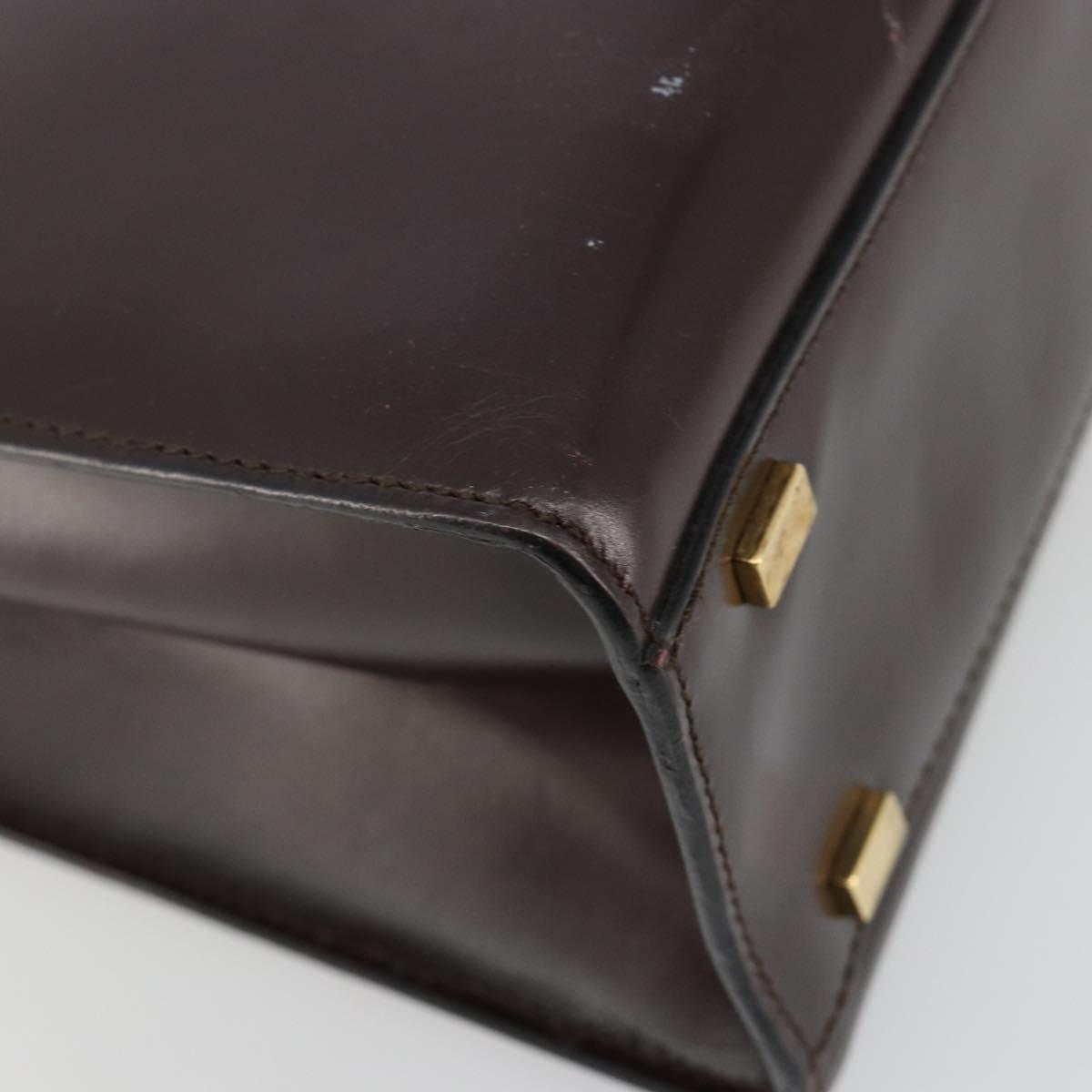 CELINE Hand Bag Leather Brown Gold Auth 182104