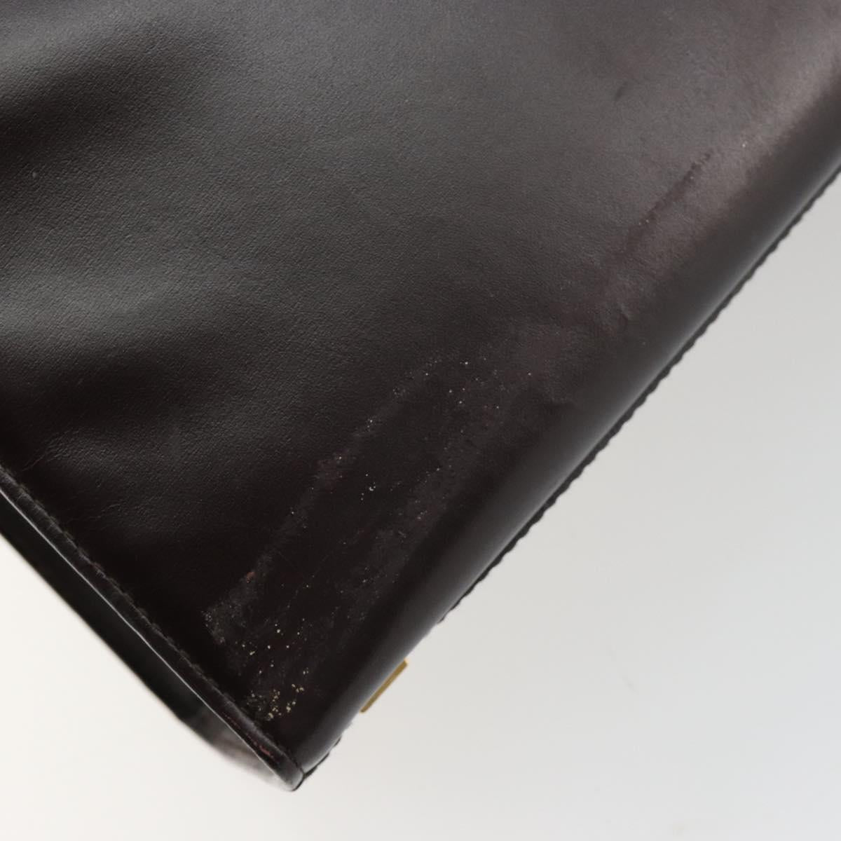 CELINE Hand Bag Leather Brown Gold Auth 182104