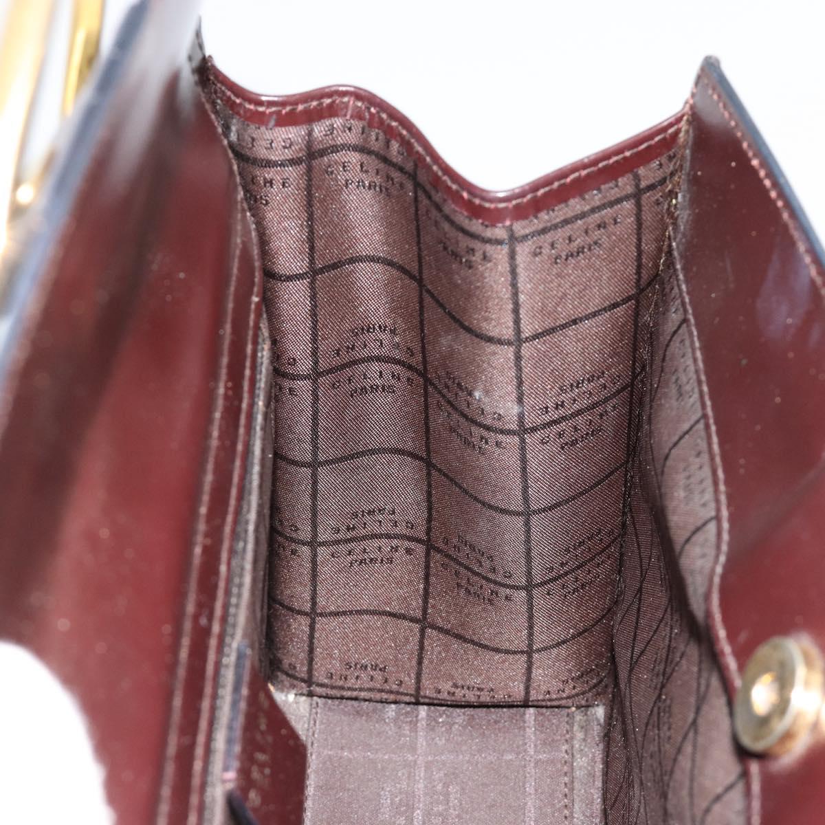 CELINE Hand Bag Leather Brown Gold Auth 182104