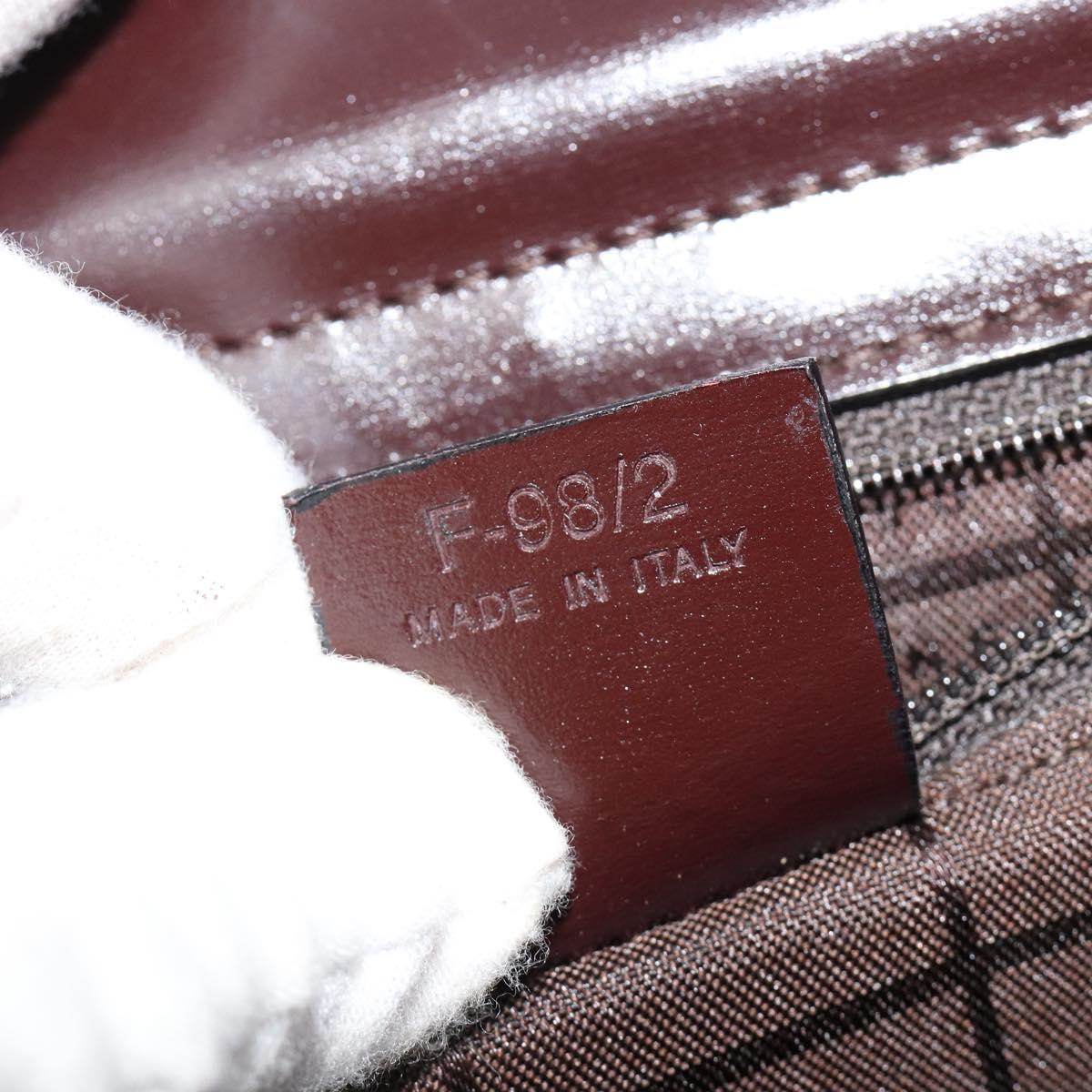 CELINE Hand Bag Leather Brown Gold Auth 182104