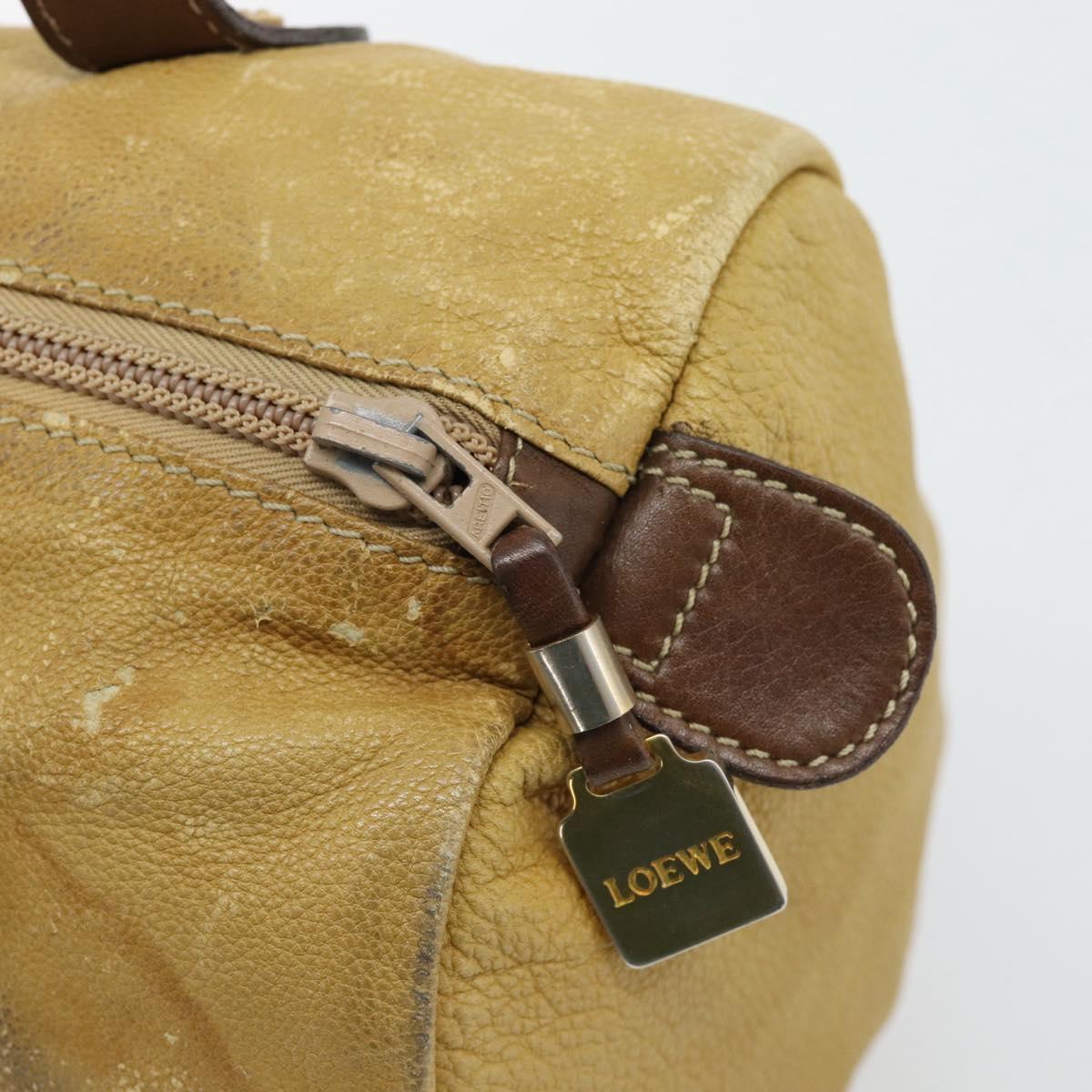 LOEWE Anagram Hand Bag Leather Yellow Gold Auth 182106