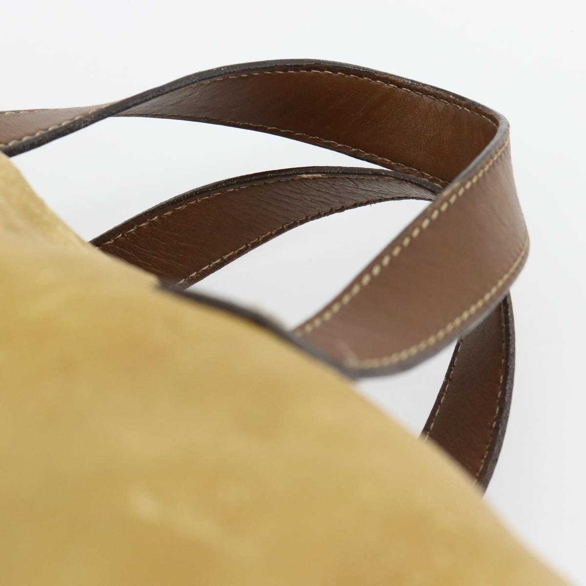 LOEWE Anagram Hand Bag Leather Yellow Gold Auth 182106