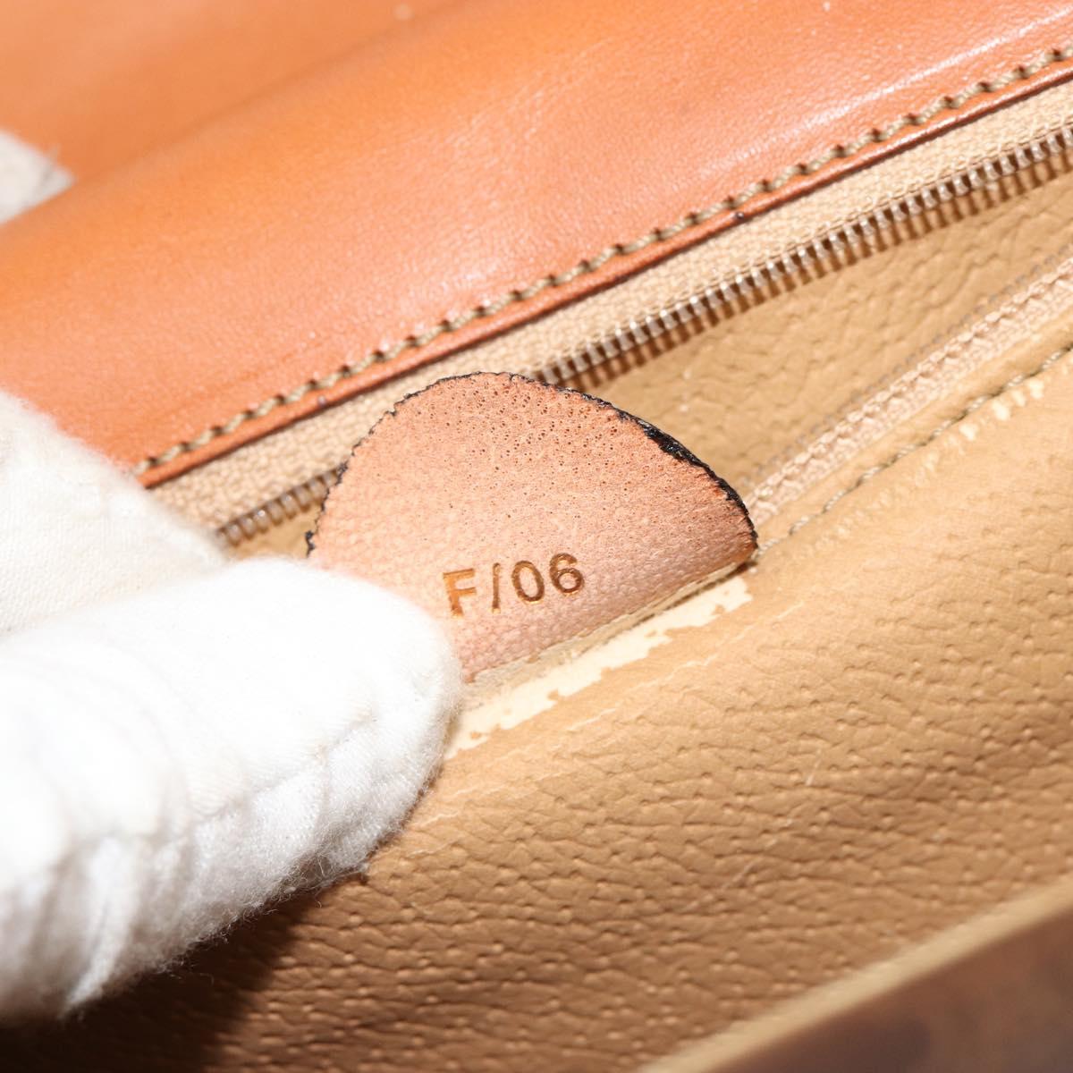 CELINE Macadam Canvas Hand Bag PVC Leather Brown Gold Auth 182108