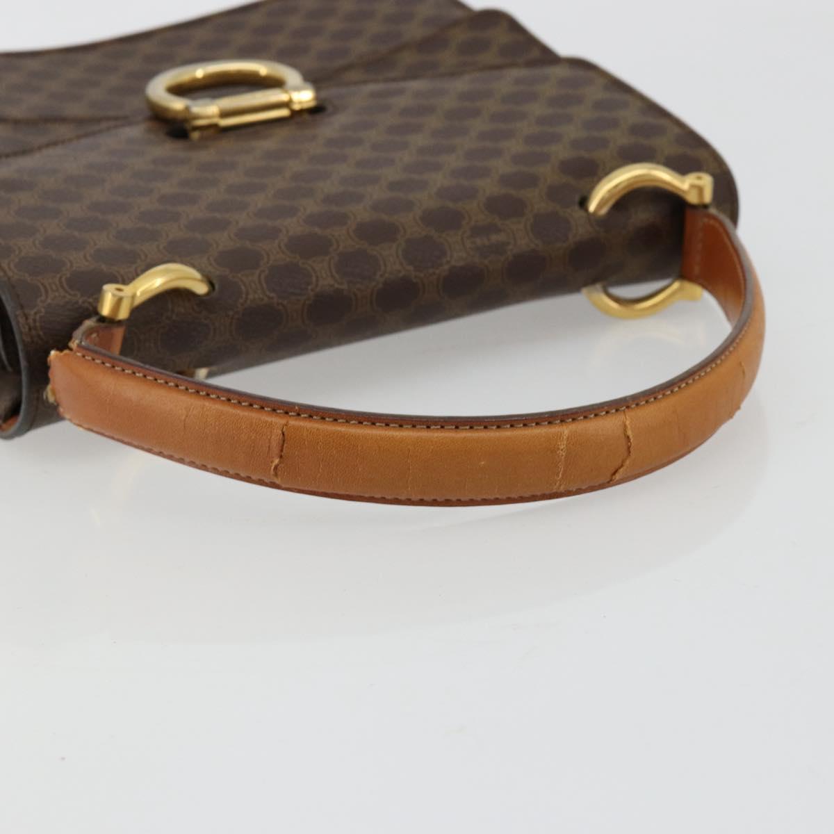 CELINE Macadam Canvas Hand Bag PVC Leather Brown Gold Auth 182108