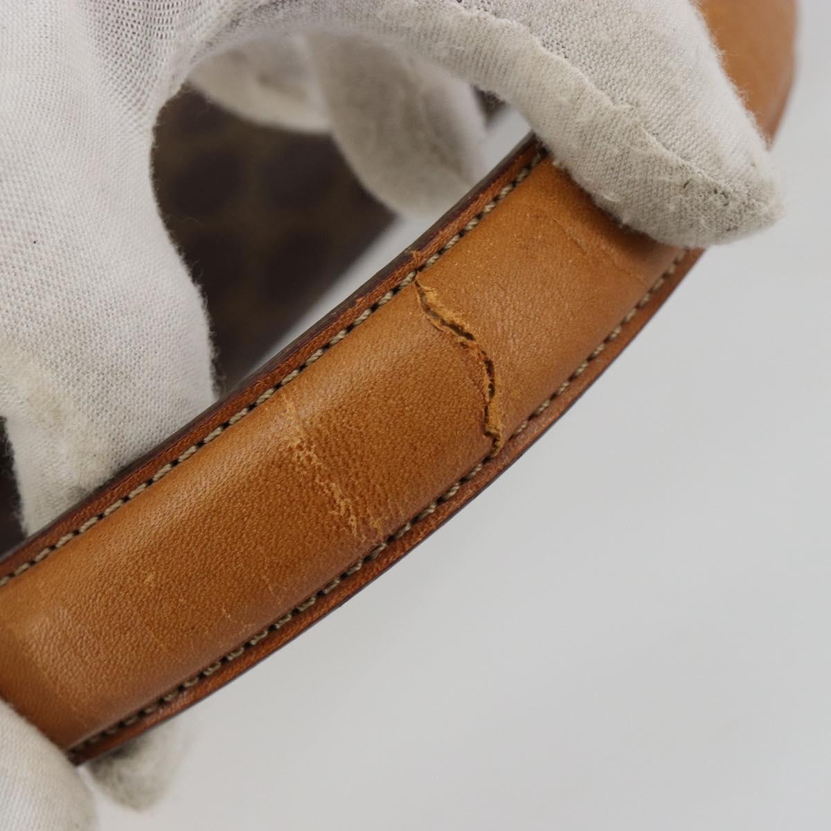 CELINE Macadam Canvas Hand Bag PVC Leather Brown Gold Auth 182108