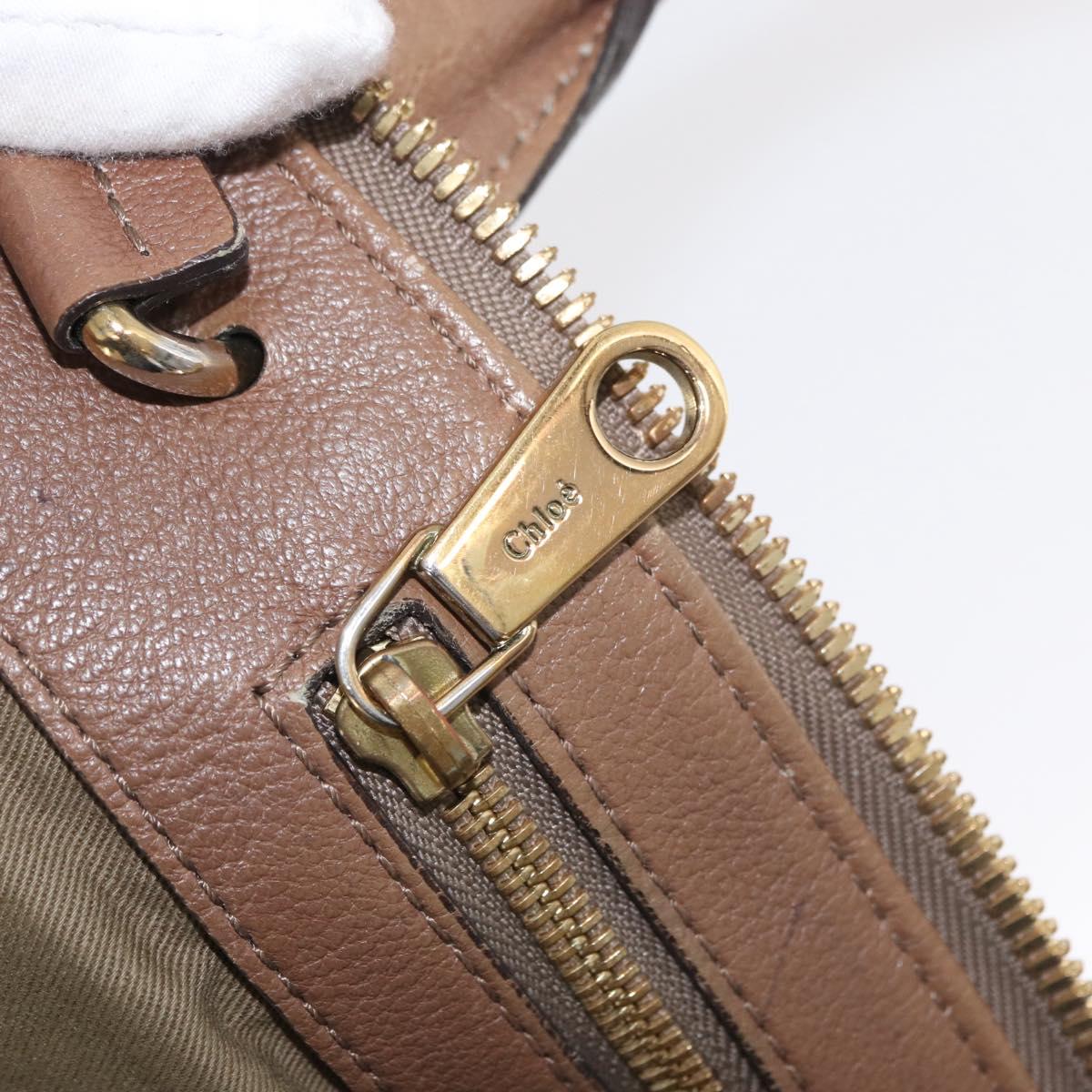 Chloe Elsie Hand Bag Leather Beige Gold Auth 182109