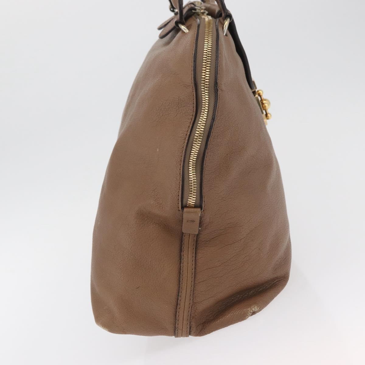 Chloe Elsie Hand Bag Leather Beige Gold Auth 182109