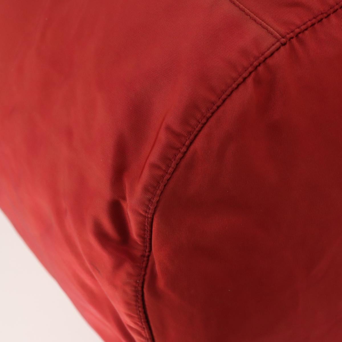 PRADA Boston Bag Nylon 2way Red Silver Auth 182110
