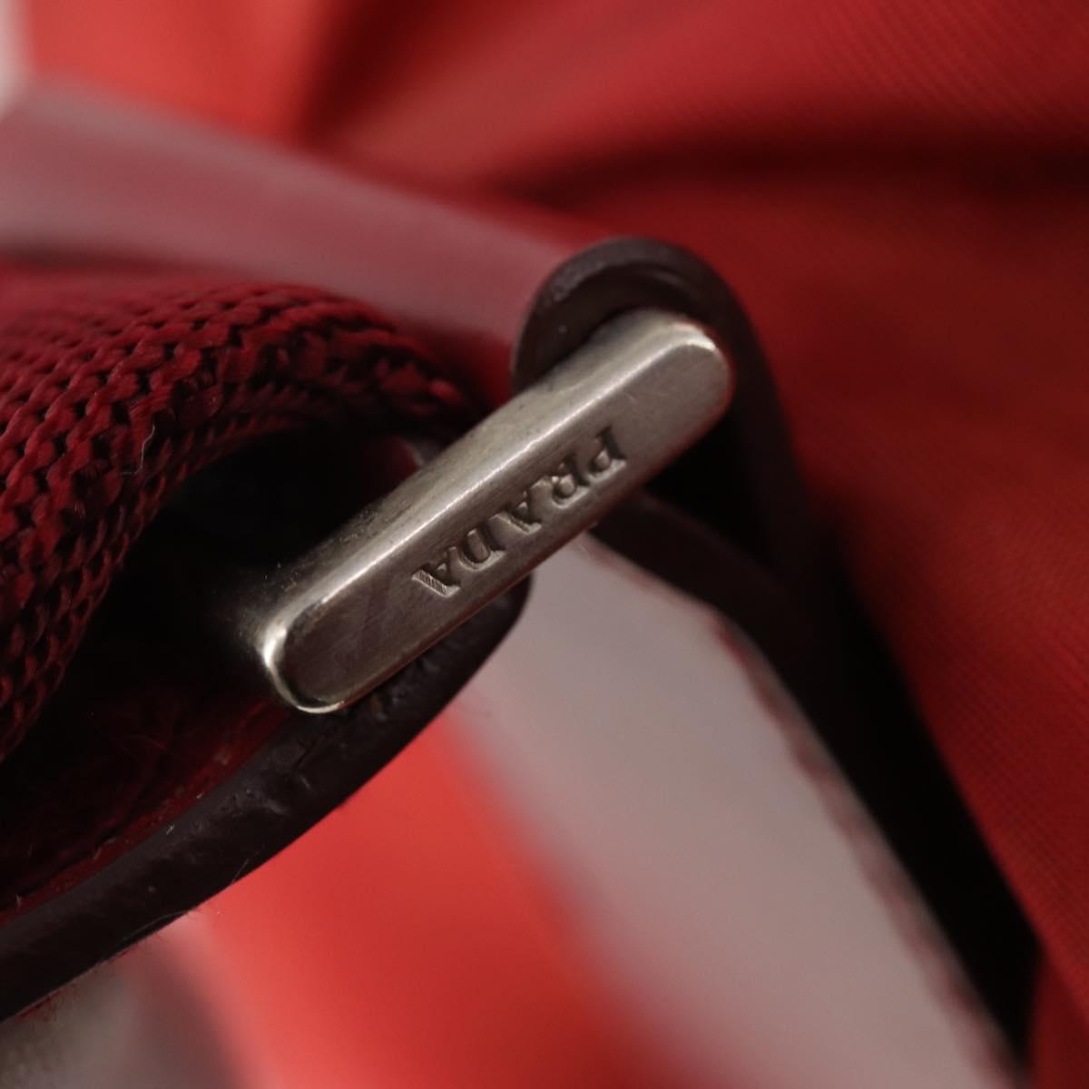 PRADA Boston Bag Nylon 2way Red Silver Auth 182110