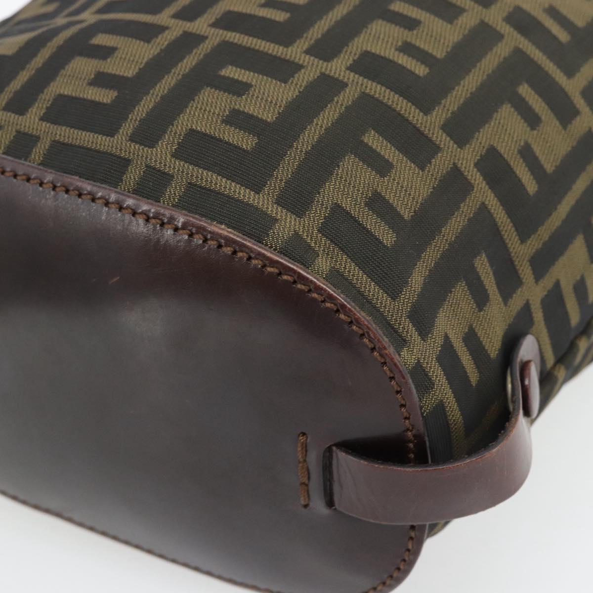 FENDI Zucca Canvas Hand Bag Black Brown Auth 182111