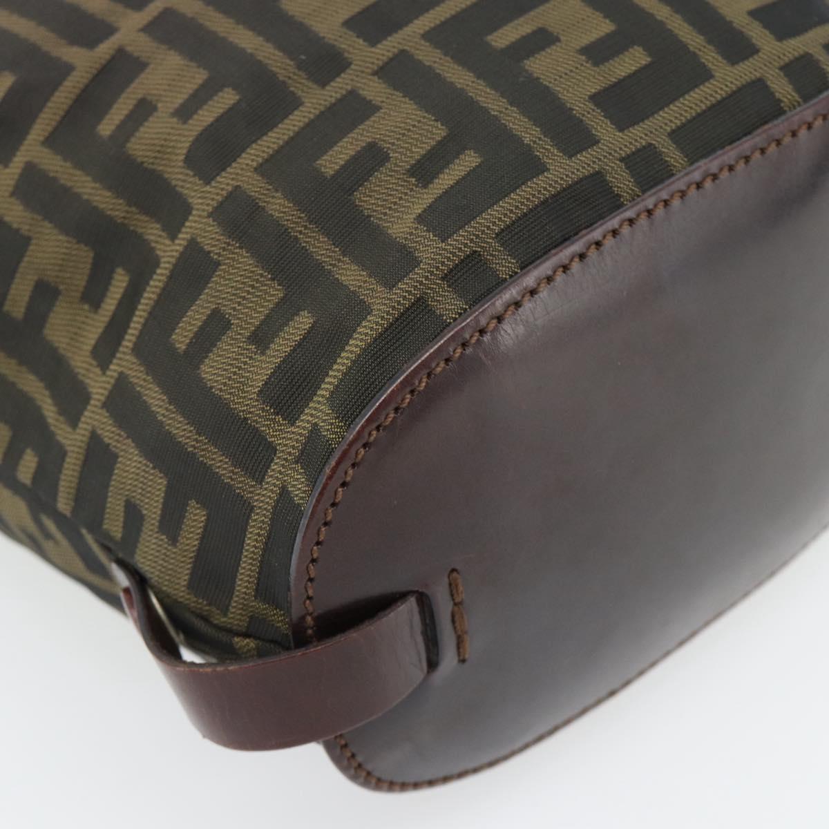 FENDI Zucca Canvas Hand Bag Black Brown Auth 182111
