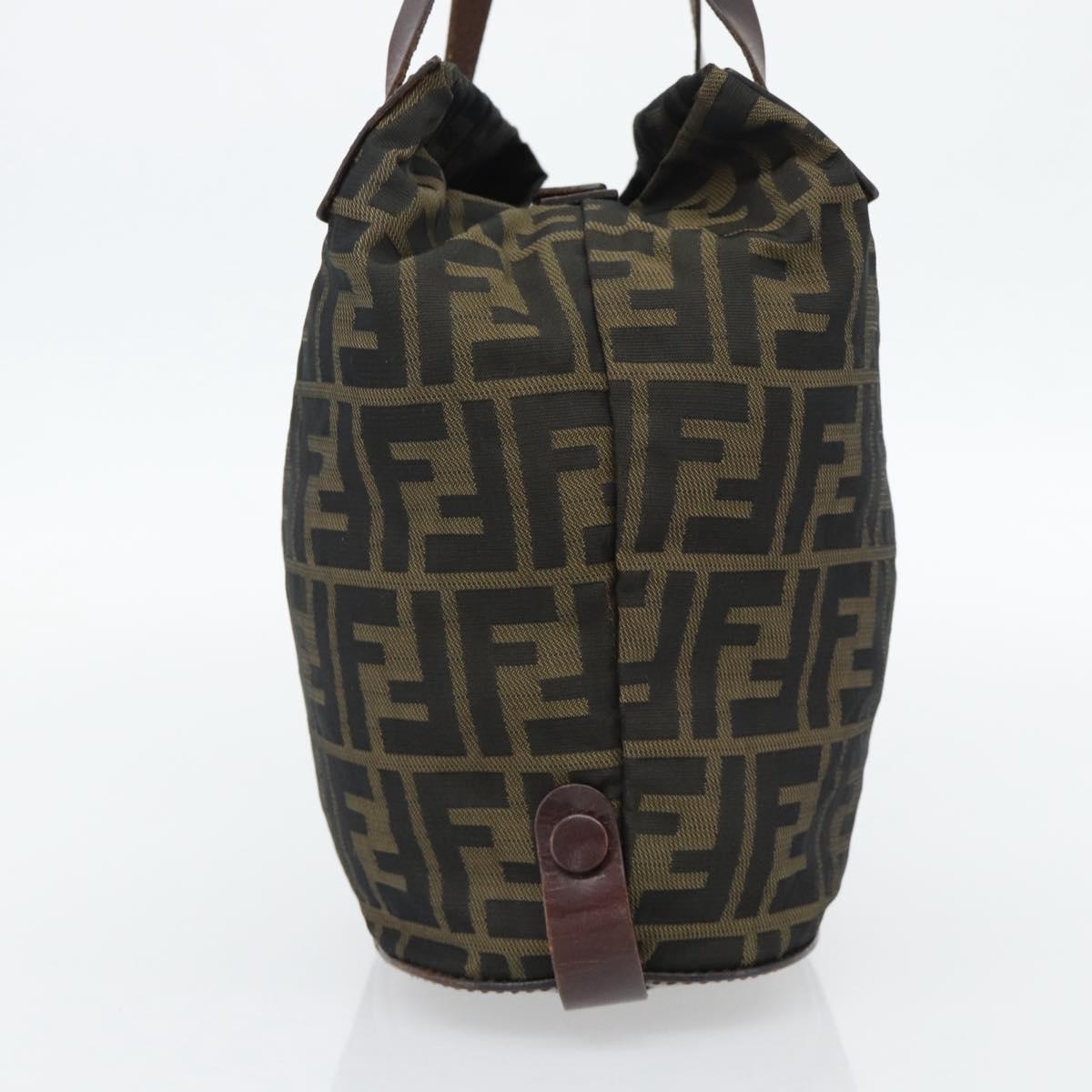 FENDI Zucca Canvas Hand Bag Black Brown Auth 182111