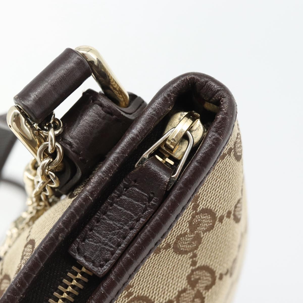 GUCCI GG Canvas Web Sherry Line Shoulder Bag Beige Gold Red 144388 Auth 182113A