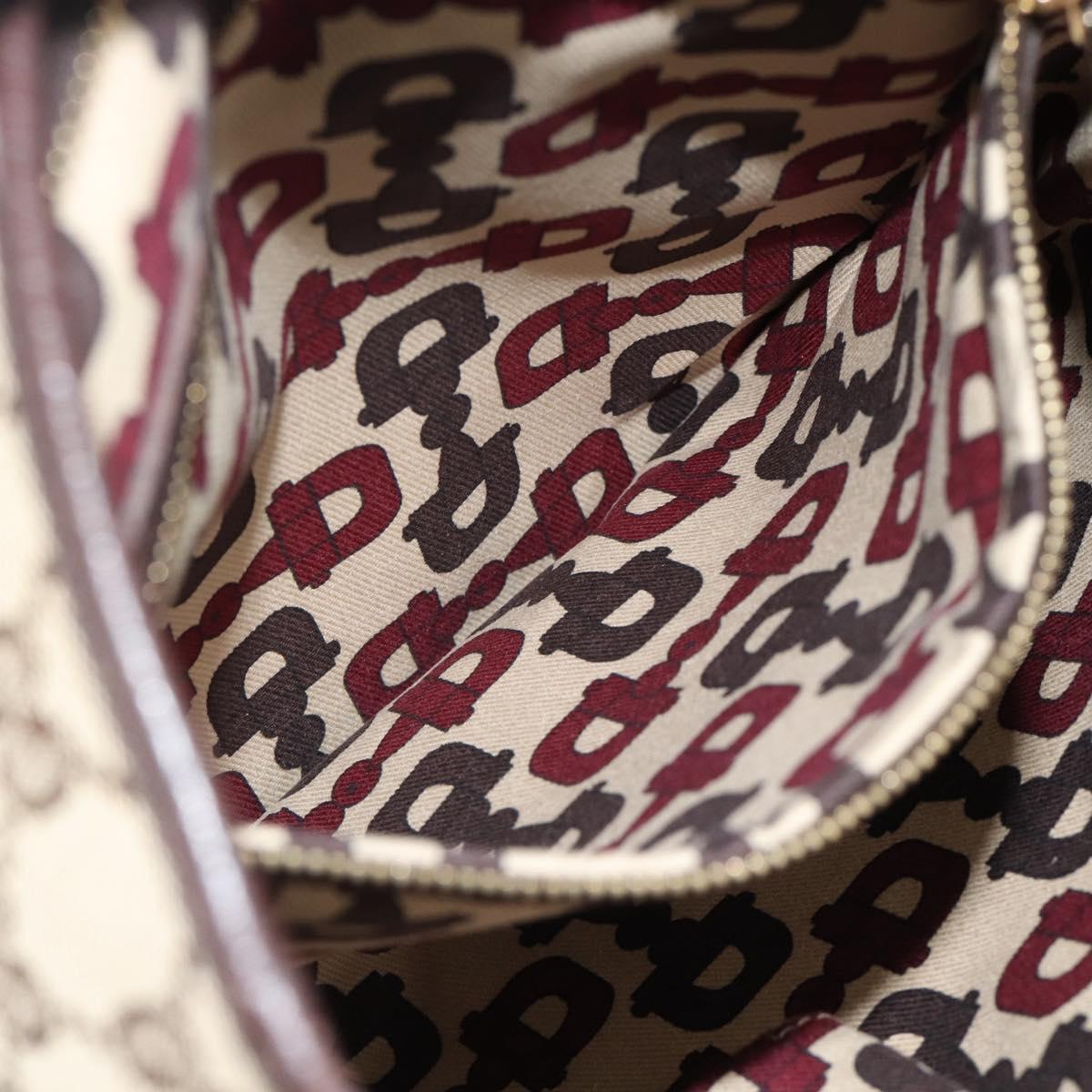 GUCCI GG Canvas Web Sherry Line Shoulder Bag Beige Gold Red 144388 Auth 182113A