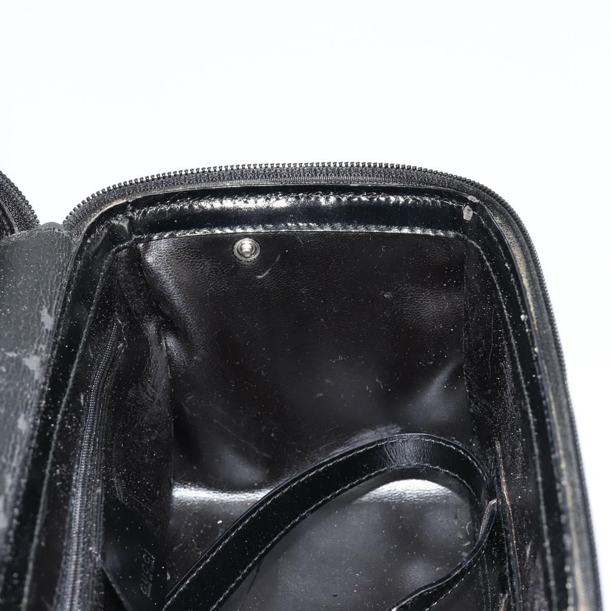 GUCCI Bamboo Vanity Hand Bag Leather Black Silver 013 2122 2490 Auth 182121