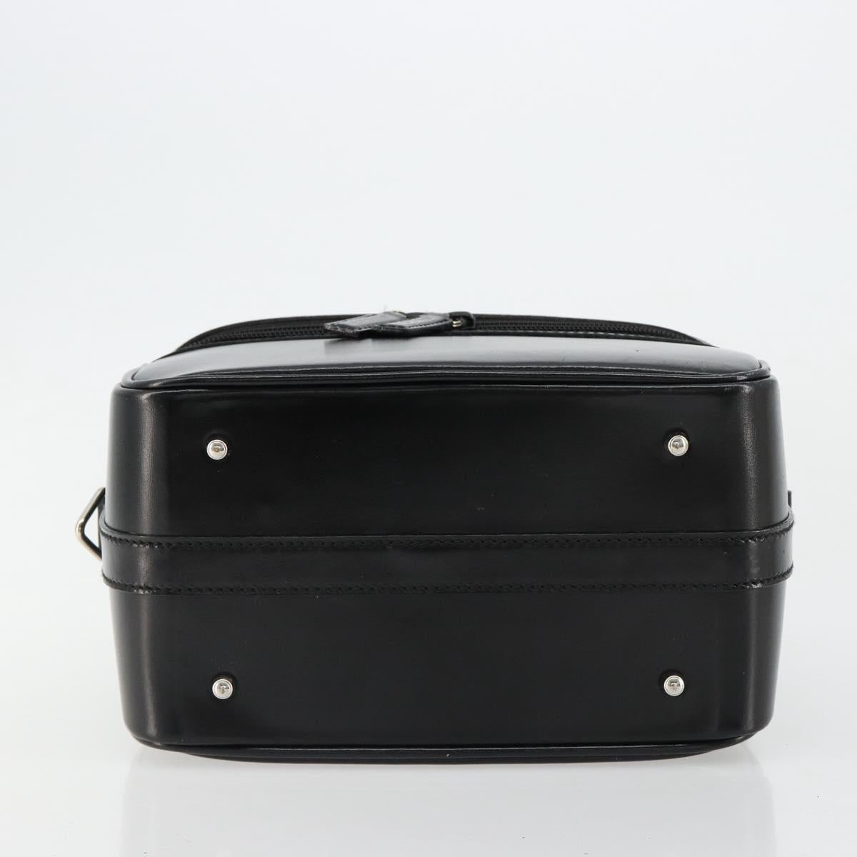 GUCCI Bamboo Vanity Hand Bag Leather Black Silver 013 2122 2490 Auth 182121