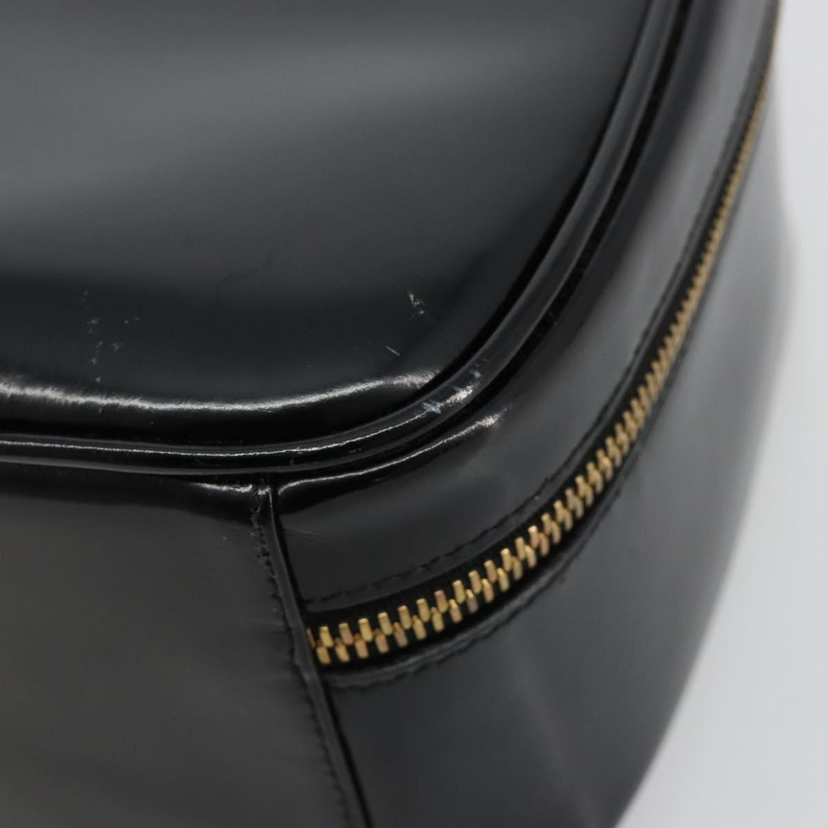 GUCCI Bamboo Vanity Hand Bag Patent leather Black Gold Auth 182122