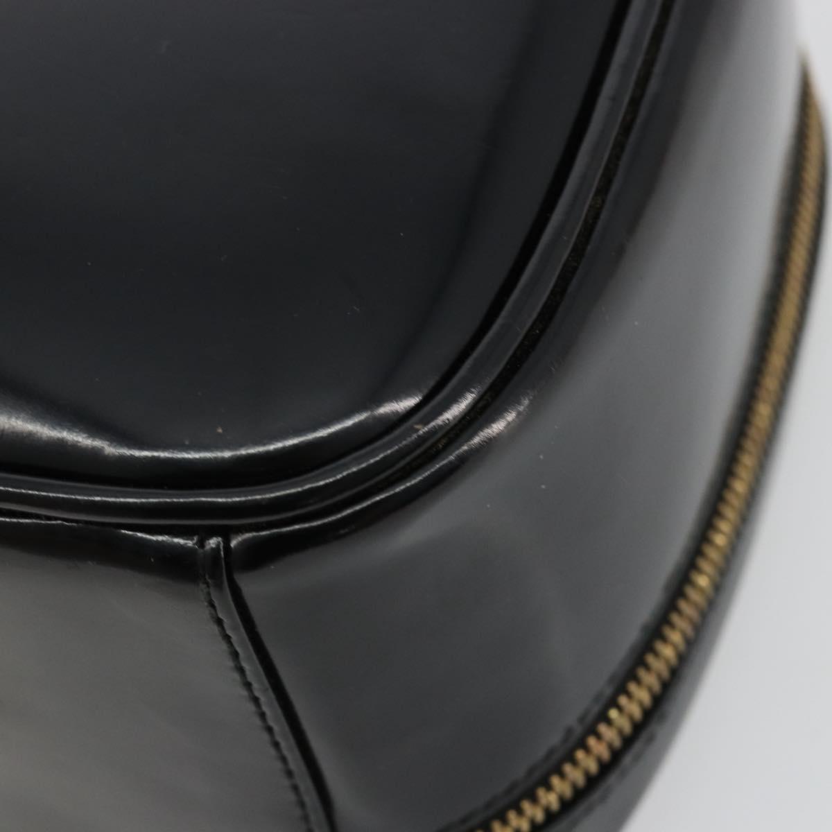 GUCCI Bamboo Vanity Hand Bag Patent leather Black Gold Auth 182122
