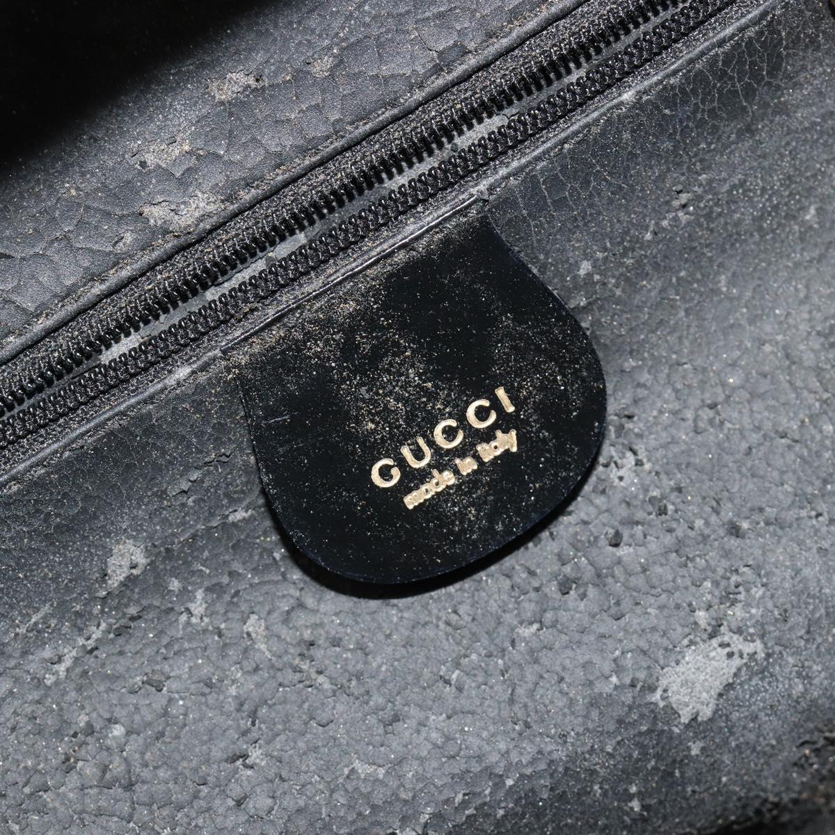 GUCCI Bamboo Vanity Hand Bag Patent leather Black Gold Auth 182122