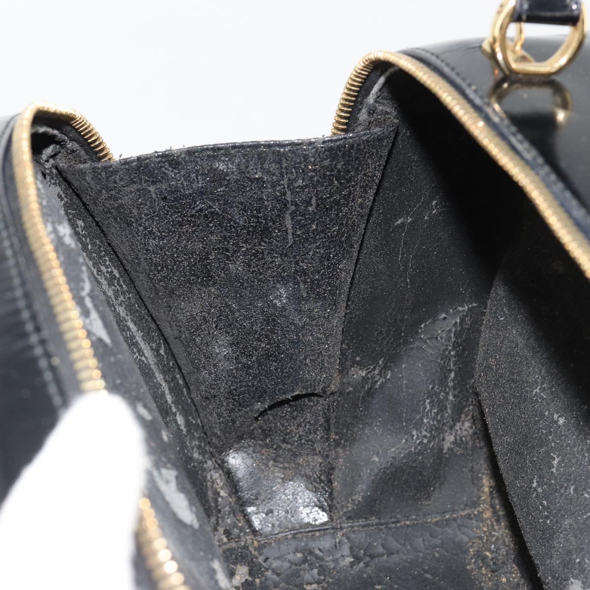 GUCCI Bamboo Vanity Hand Bag Patent leather Black Gold Auth 182122