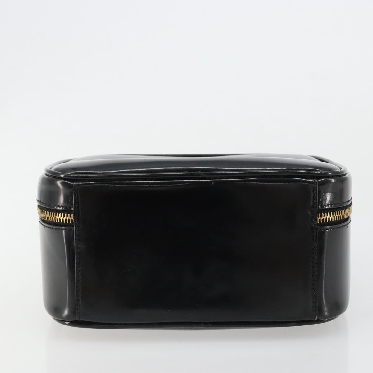 GUCCI Bamboo Vanity Hand Bag Patent leather Black Gold Auth 182122