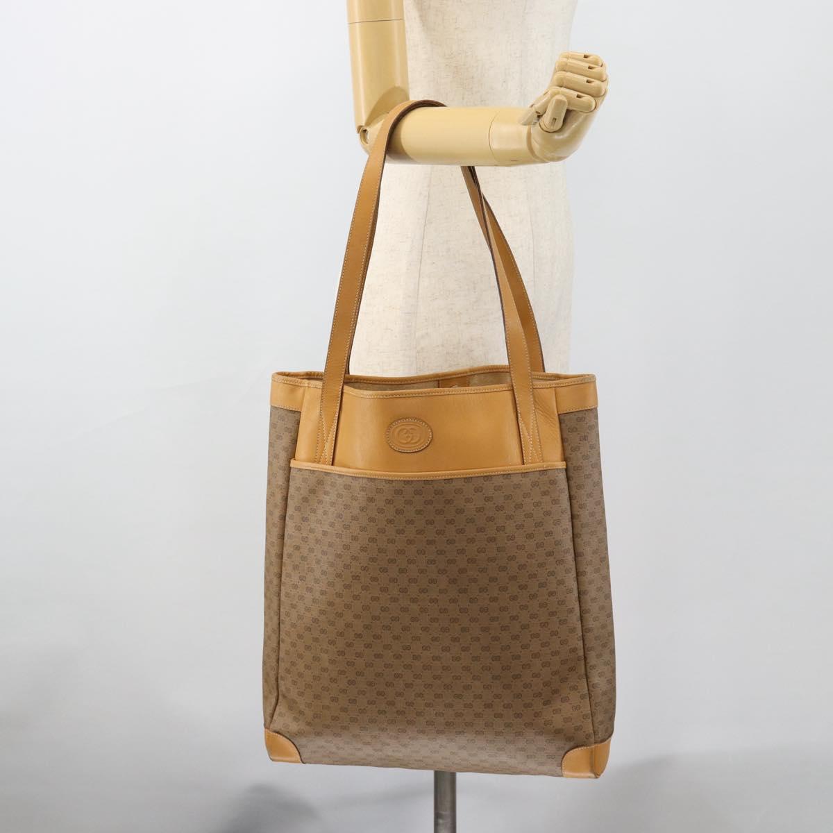 GUCCI Micro GG Supreme Tote Bag PVC Beige Gold 002 115 0135 Auth 182123