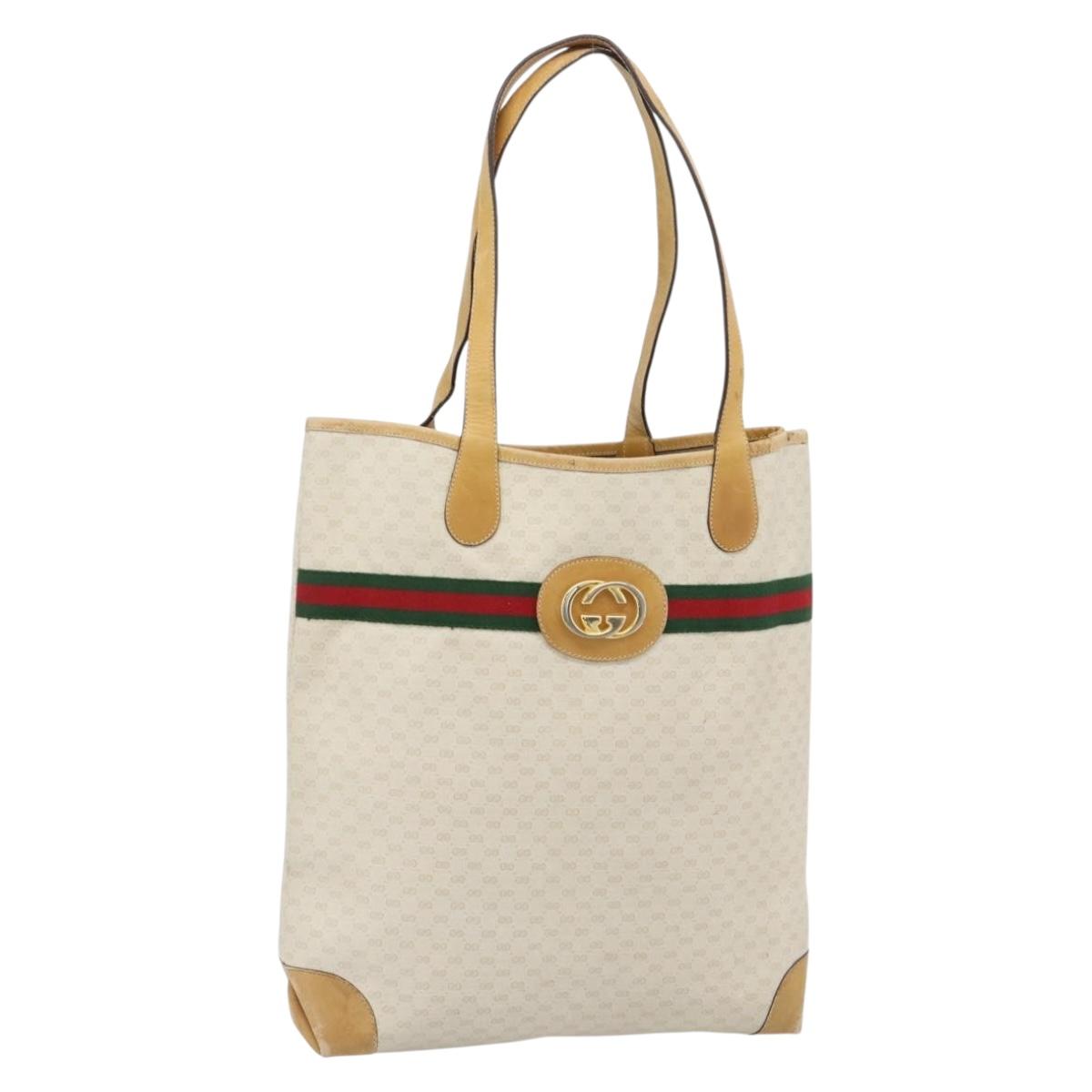 GUCCI Micro GG Supreme Web Sherry Line Bag PVC White 002 904 0131 Auth 182124