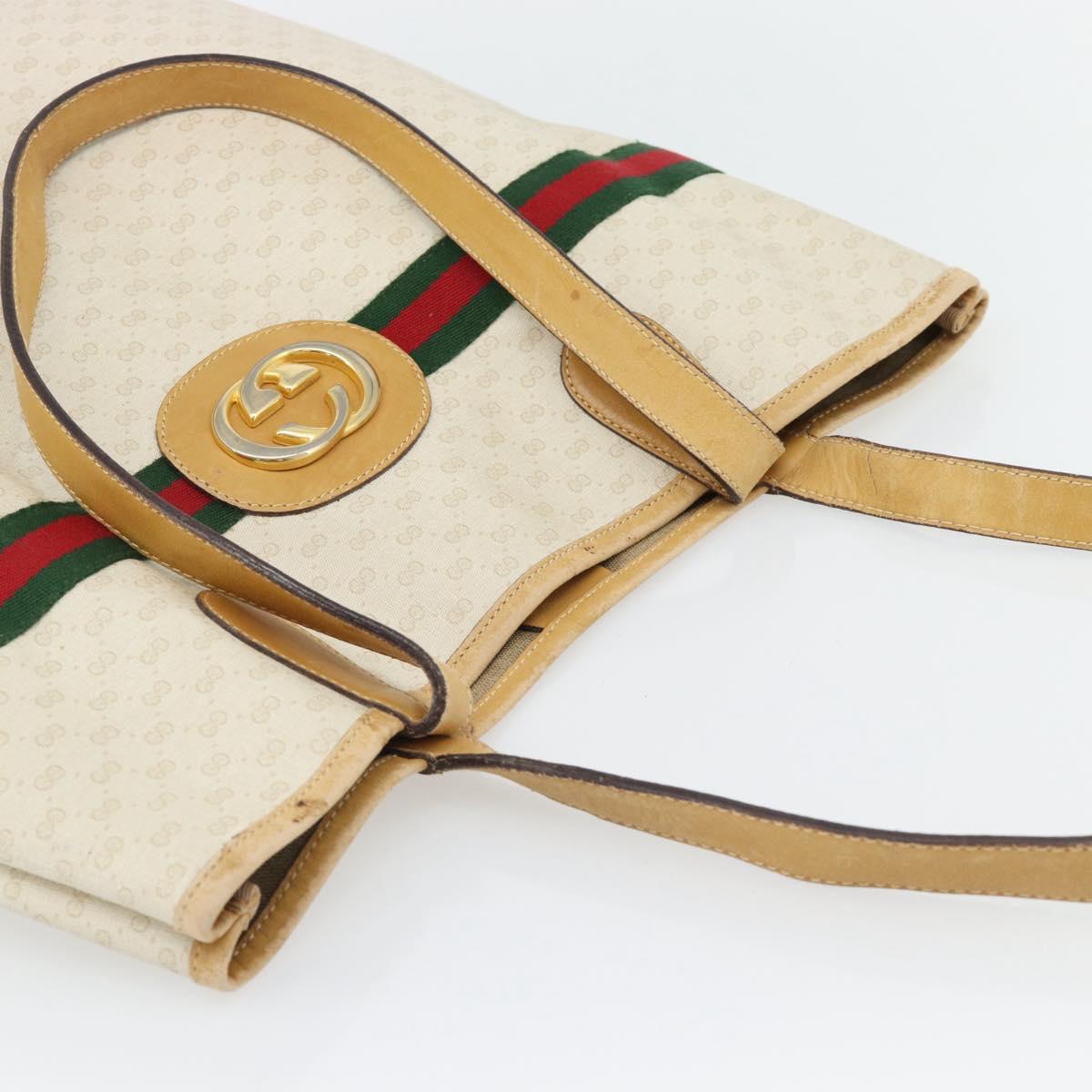 GUCCI Micro GG Supreme Web Sherry Line Bag PVC White 002 904 0131 Auth 182124