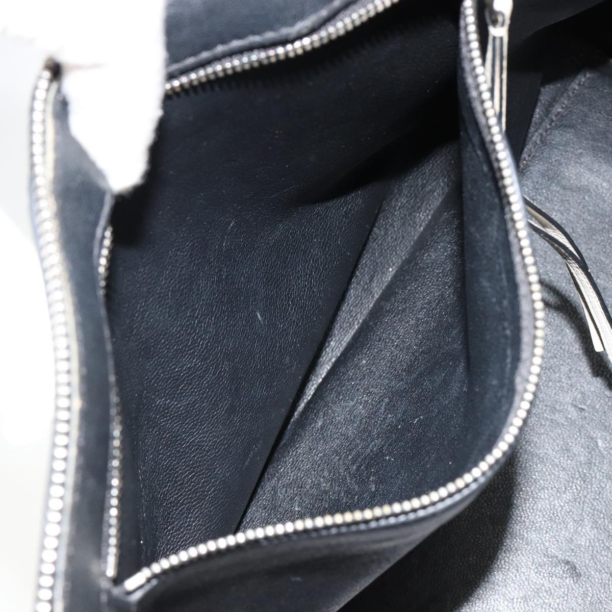 CELINE Hand Bag Leather White Silver Auth 182125A