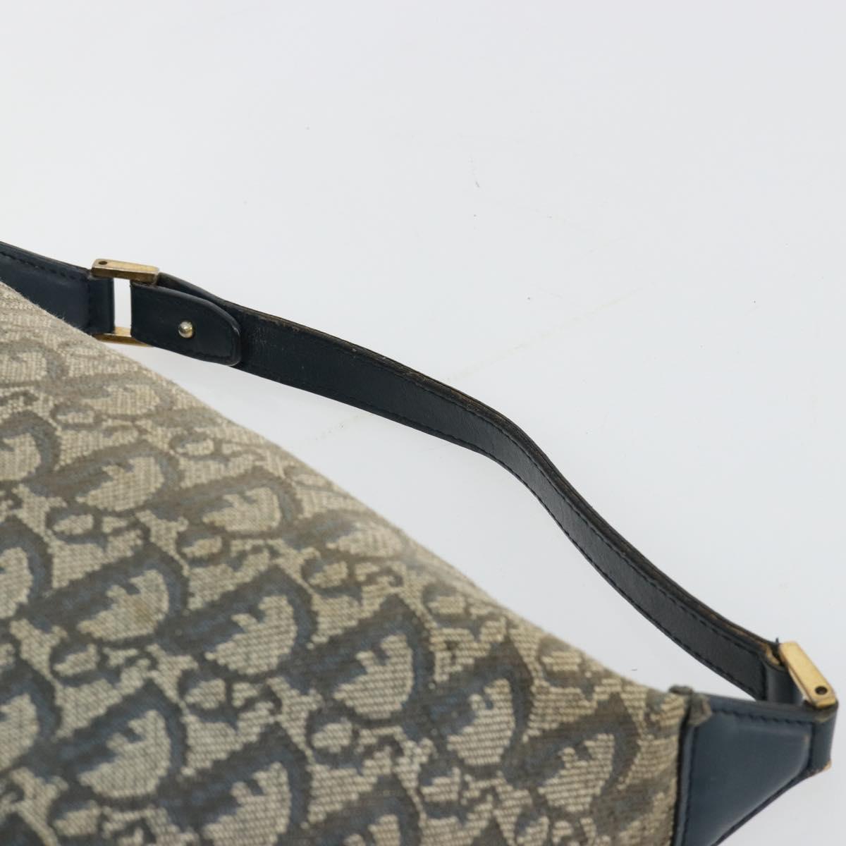 Christian Dior Trotter Canvas Hand Bag Navy Gold Auth 182127
