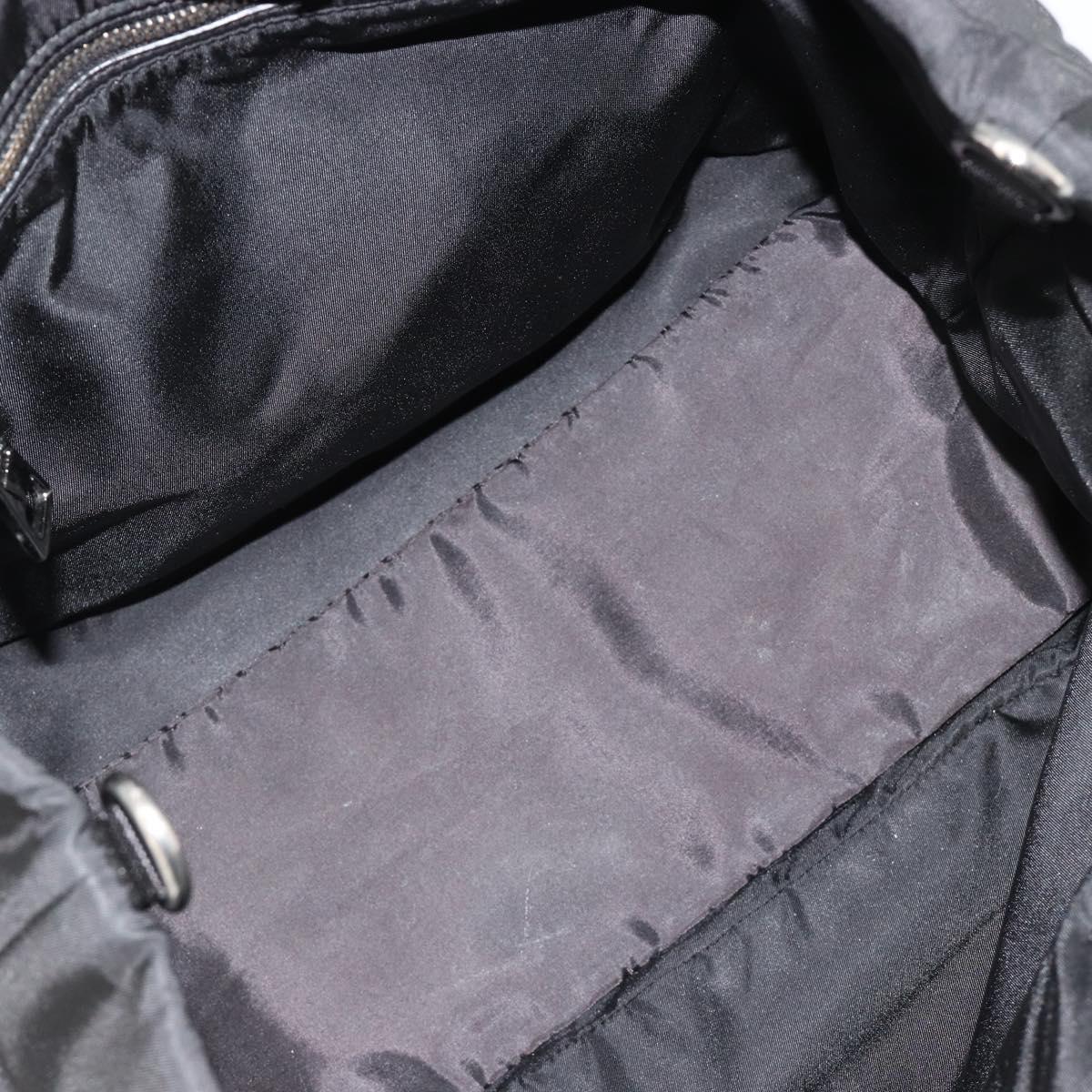 PRADA Reversible Hand Bag Nylon Black Silver Auth 182129A