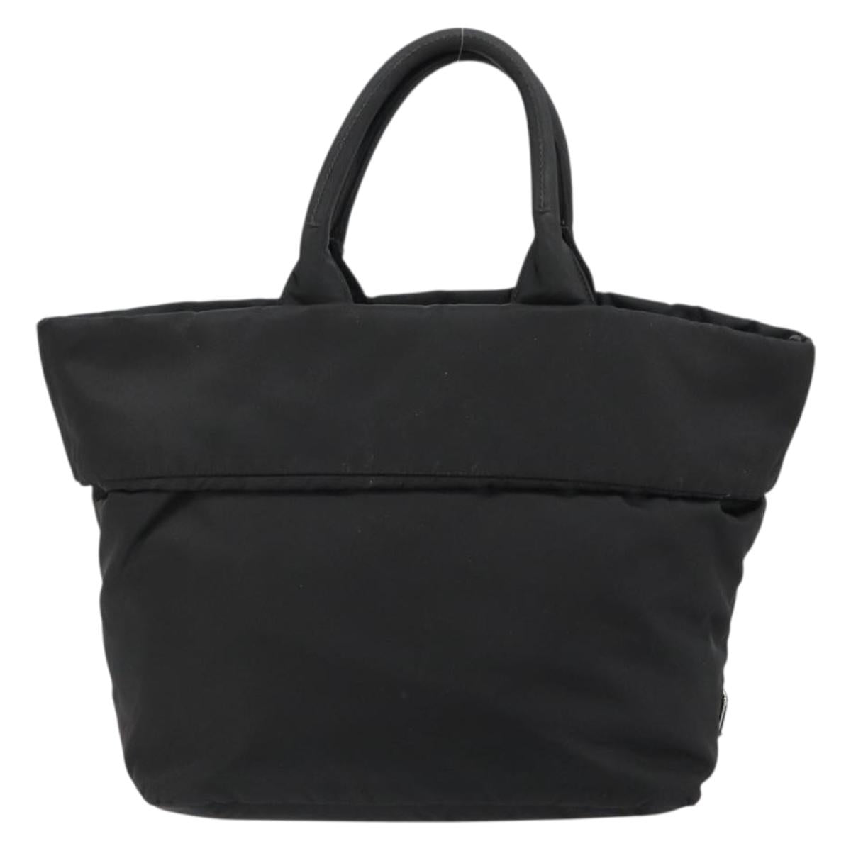 PRADA Reversible Hand Bag Nylon Black Silver Auth 182129A